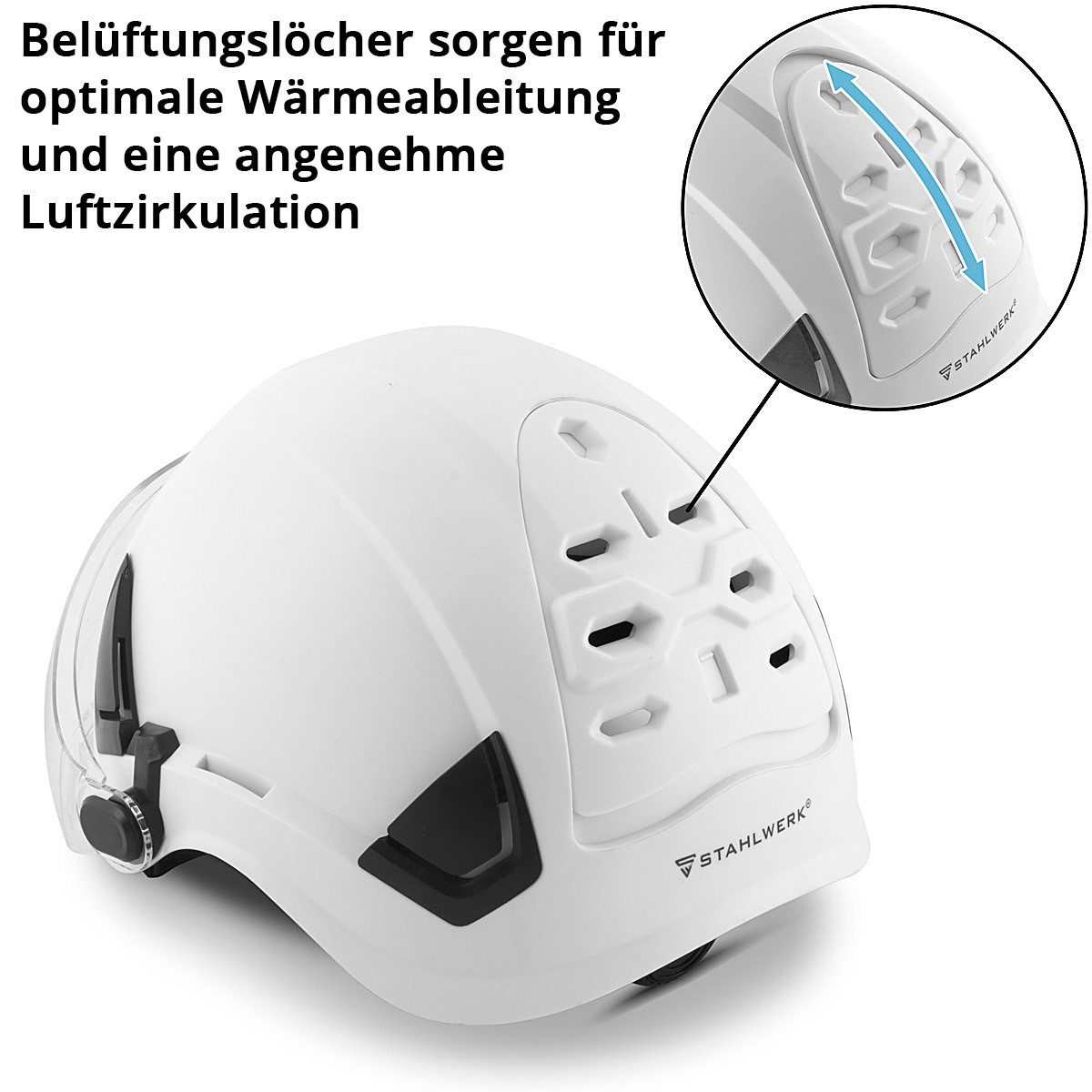 STAHLWERK Schutzhelm mit Visier EN397 EN166 Forsthelm Sicherheitshelm Augenschutz PSA (Packung, 1-tlg., Einzelartikel), integrierten Stirnpolster