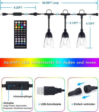 Diyarts LED-Lichterkette M8C, 14-flammig, Blütenblattform Bunte Lichterkette mit Bluetooth APP & Fernbedienung