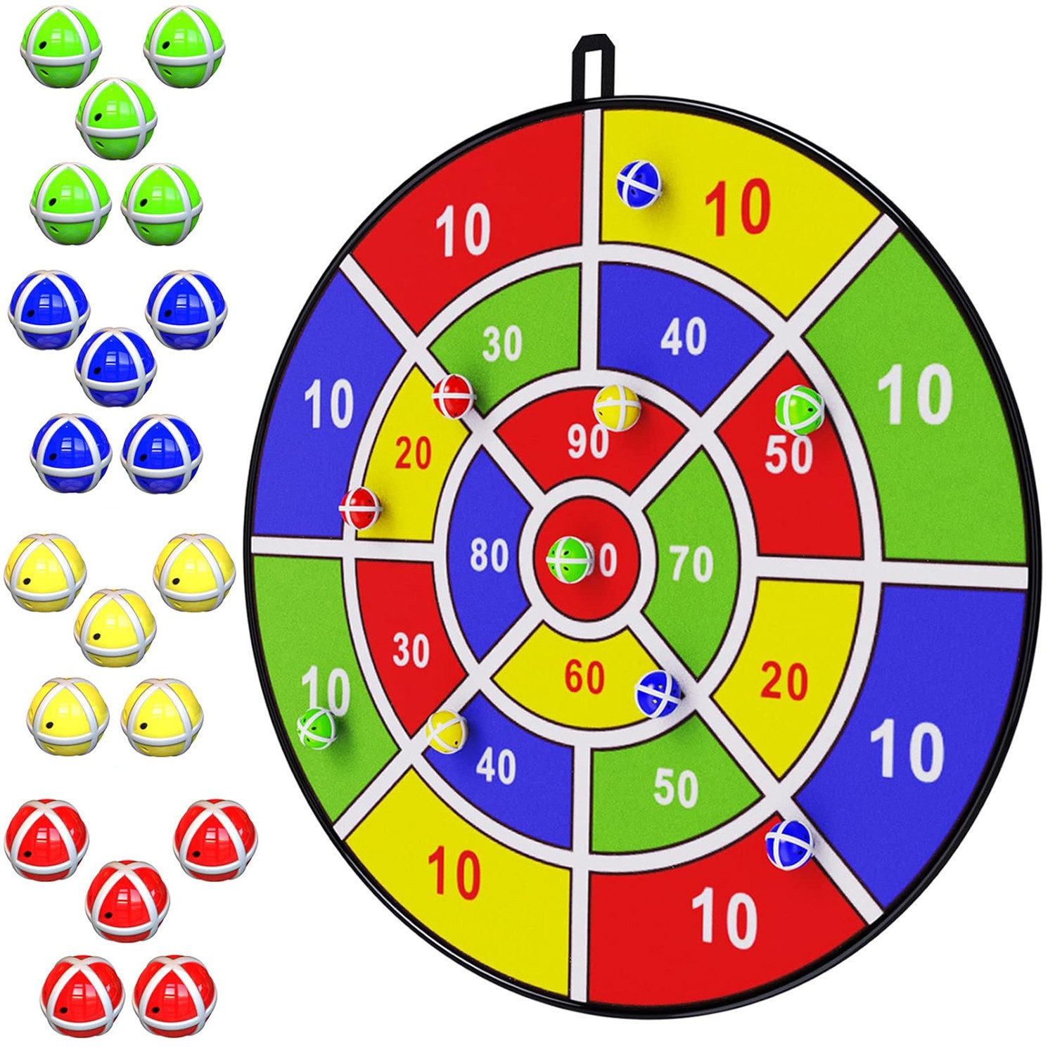 Dartscheibe 74 cm großem Dartboard Kinder Wurfspiel mit 20 Klebebällen