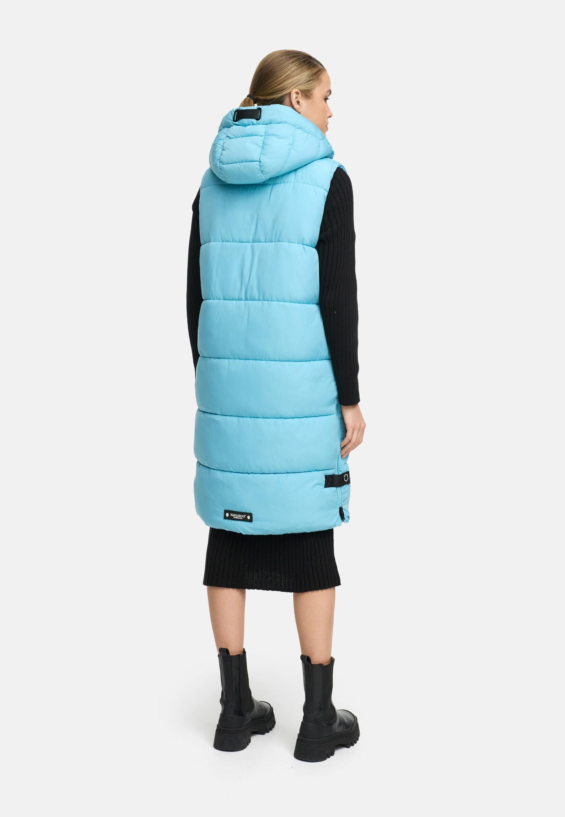 Navahoo Steppweste Schnuffelchen (1-tlg) warme Damen Outdoor-Weste lang mit Kapuze
