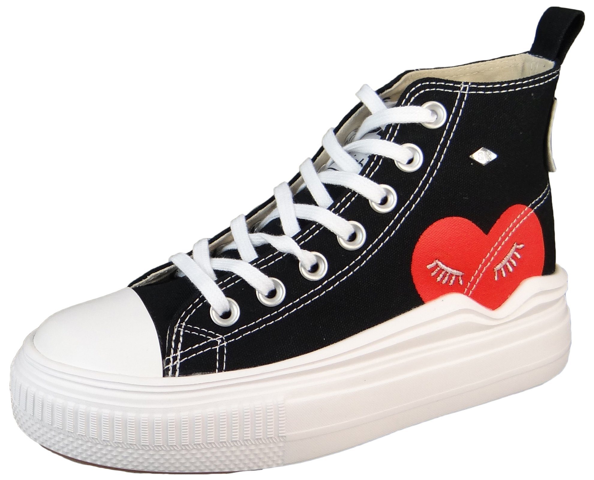 B52-3727 01 Black/Red Heart Sneaker