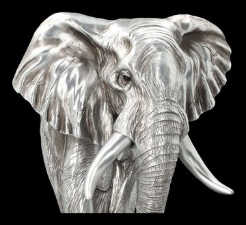 Figuren Shop GmbH Wanddekoobjekt Wandrelief - Elefant silber - Tier Dekoration Wandbehang