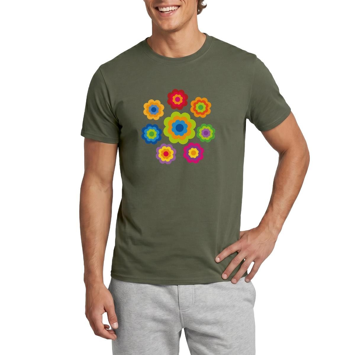 Spreadshirt T-Shirt 70er Jahre Hippie Flower Power Kostüm Blumen Fasching Männer T-Shirt (1-tlg)