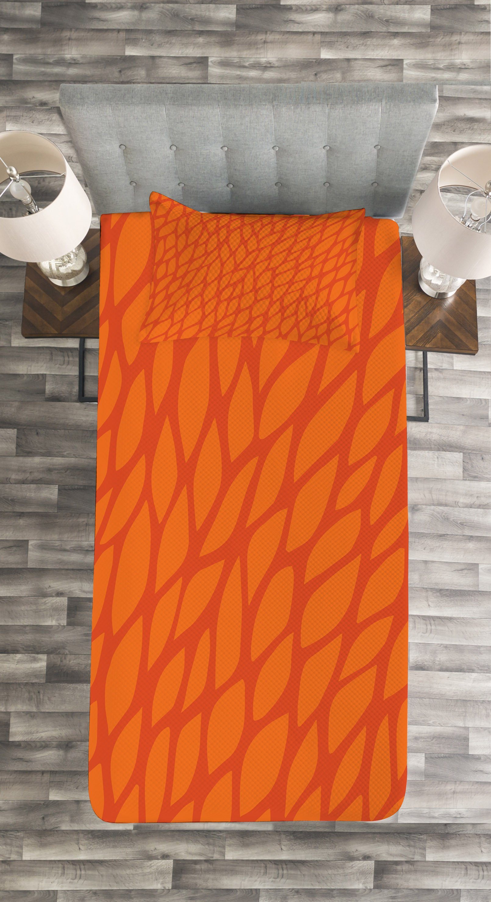Abakuhaus, Zusammenfassung orange Waschbar, mit Tagesdecke Laub Set Burnt Kissenbezügen