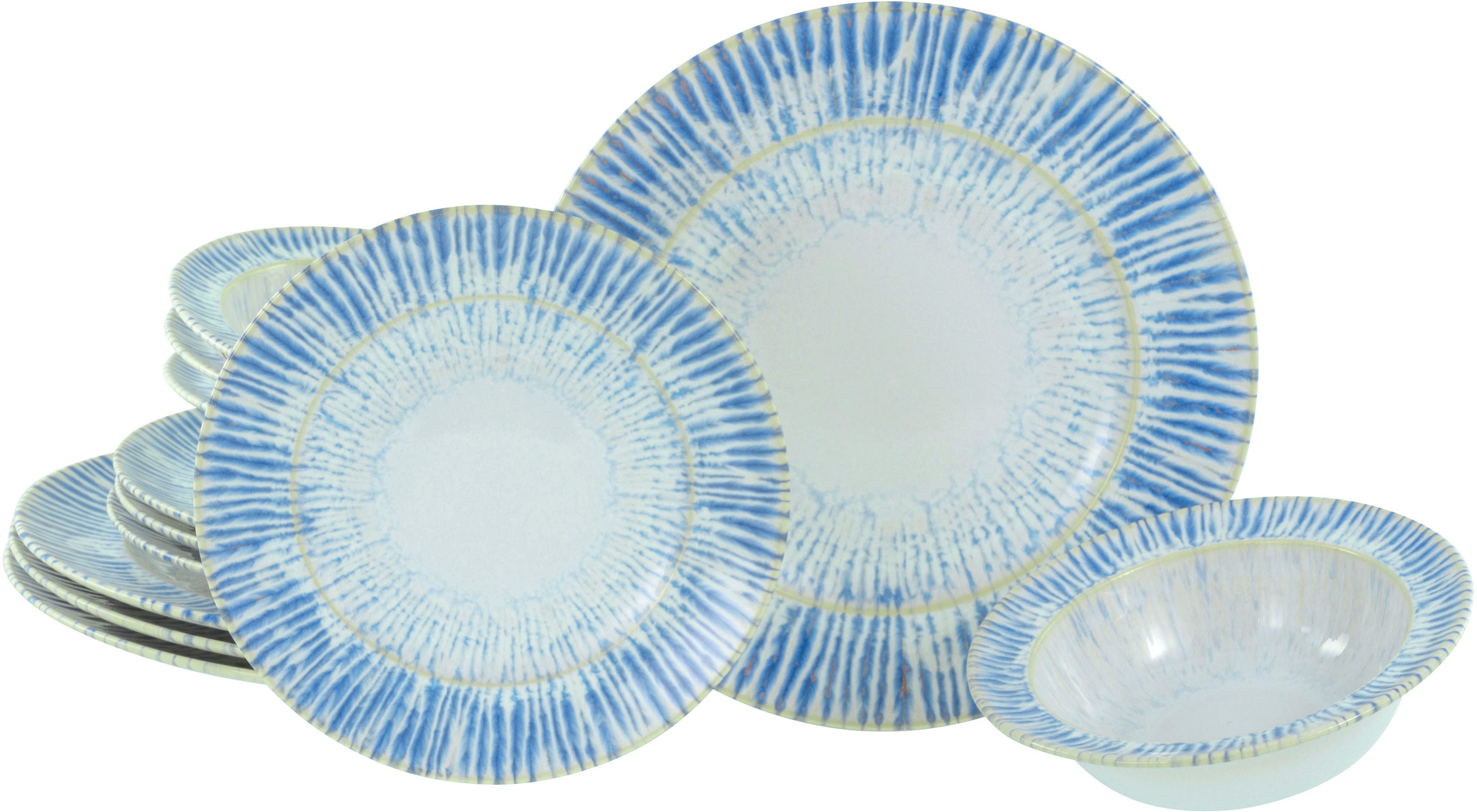 Teller-Set Rondo Summertime Blau, Tellerset 12-tlg