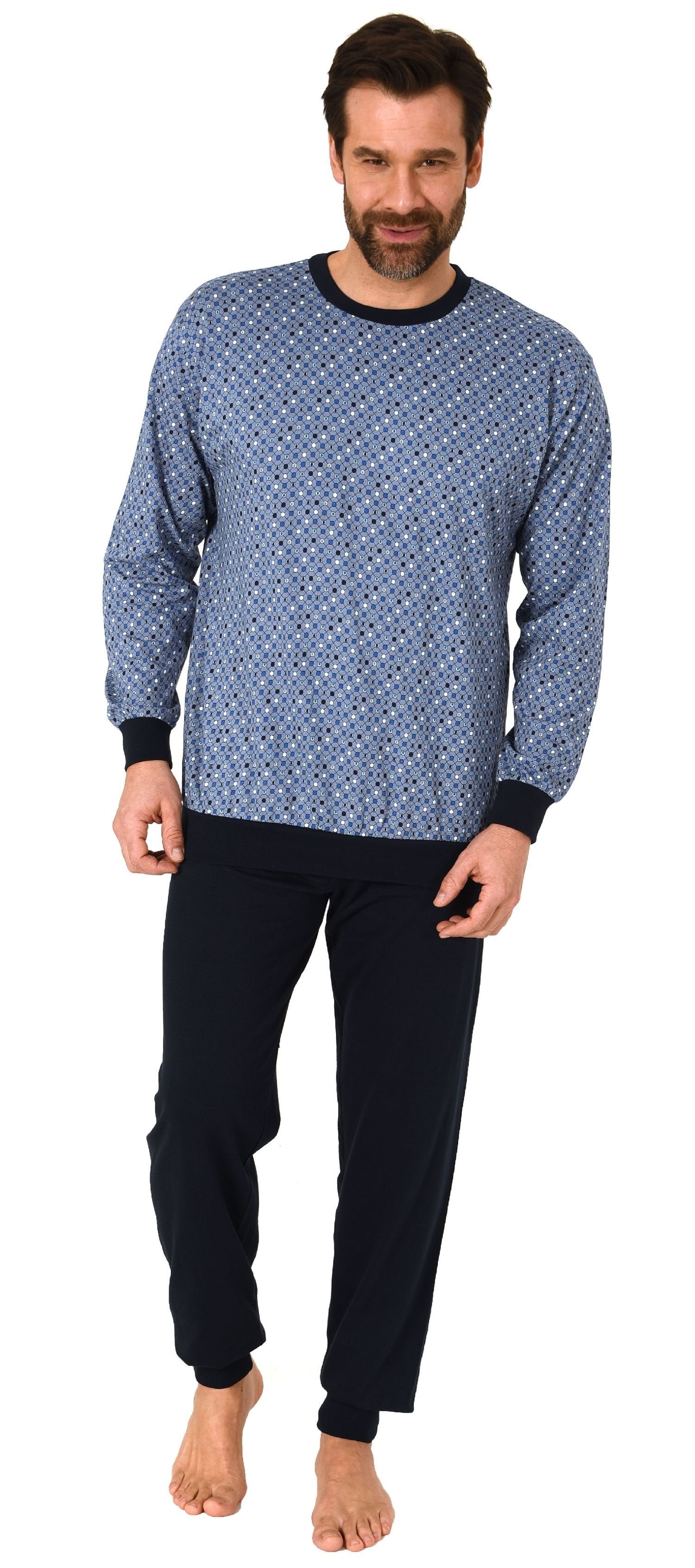 RELAX by Normann Pyjama Herren Schlafanzug langarm mit Bündchen in Minimal- günstig online kaufen