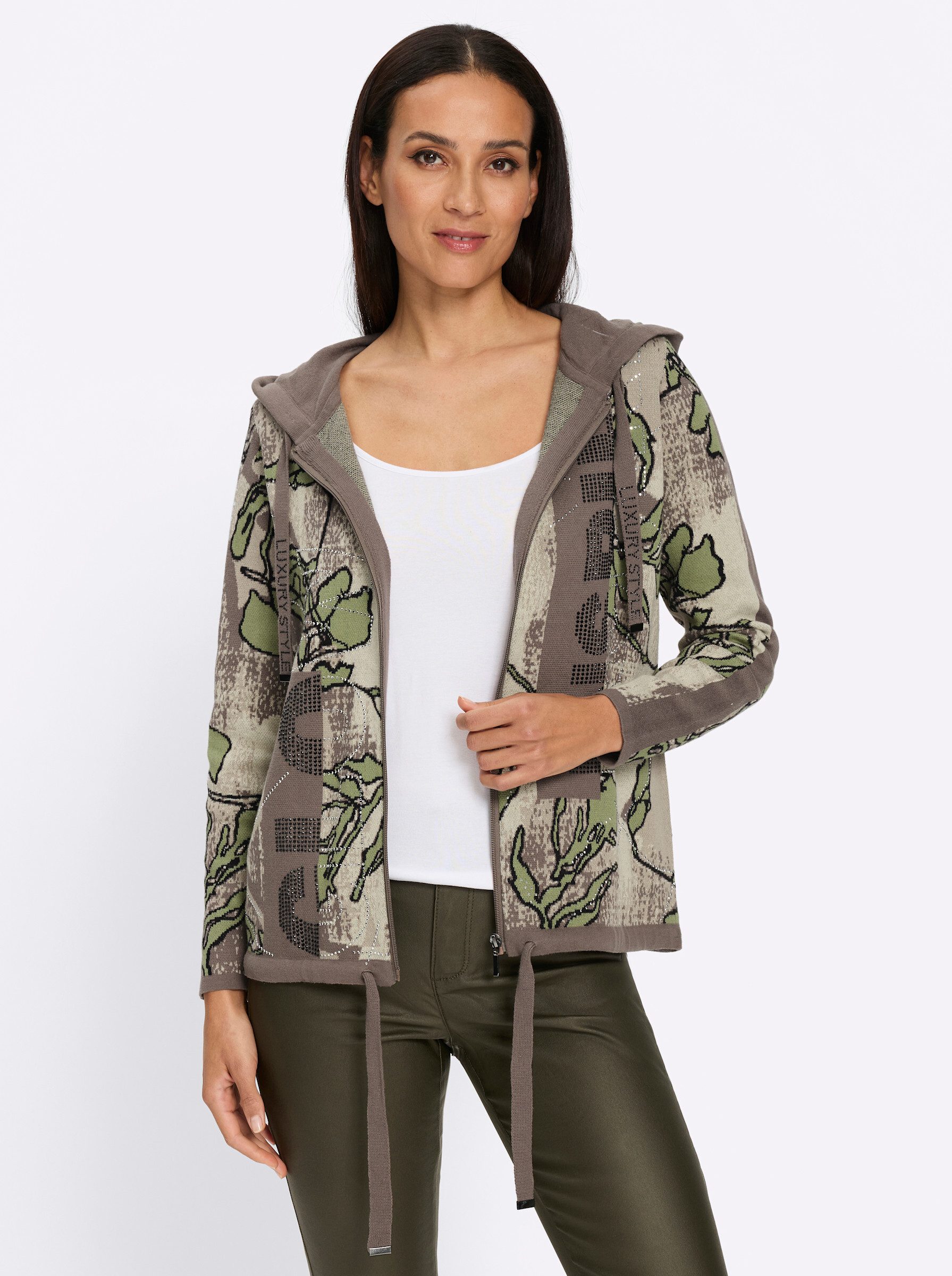 Strickjacke Jacquard-Strickjacke Langarm