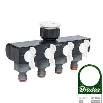 Bradas 4-Wege Verteiler 4 Wege-Verteiler Wasserverteiler Schlauchverteiler Regelbar für 1" Hahn mit 3/4" Adapter, (1-tlg)