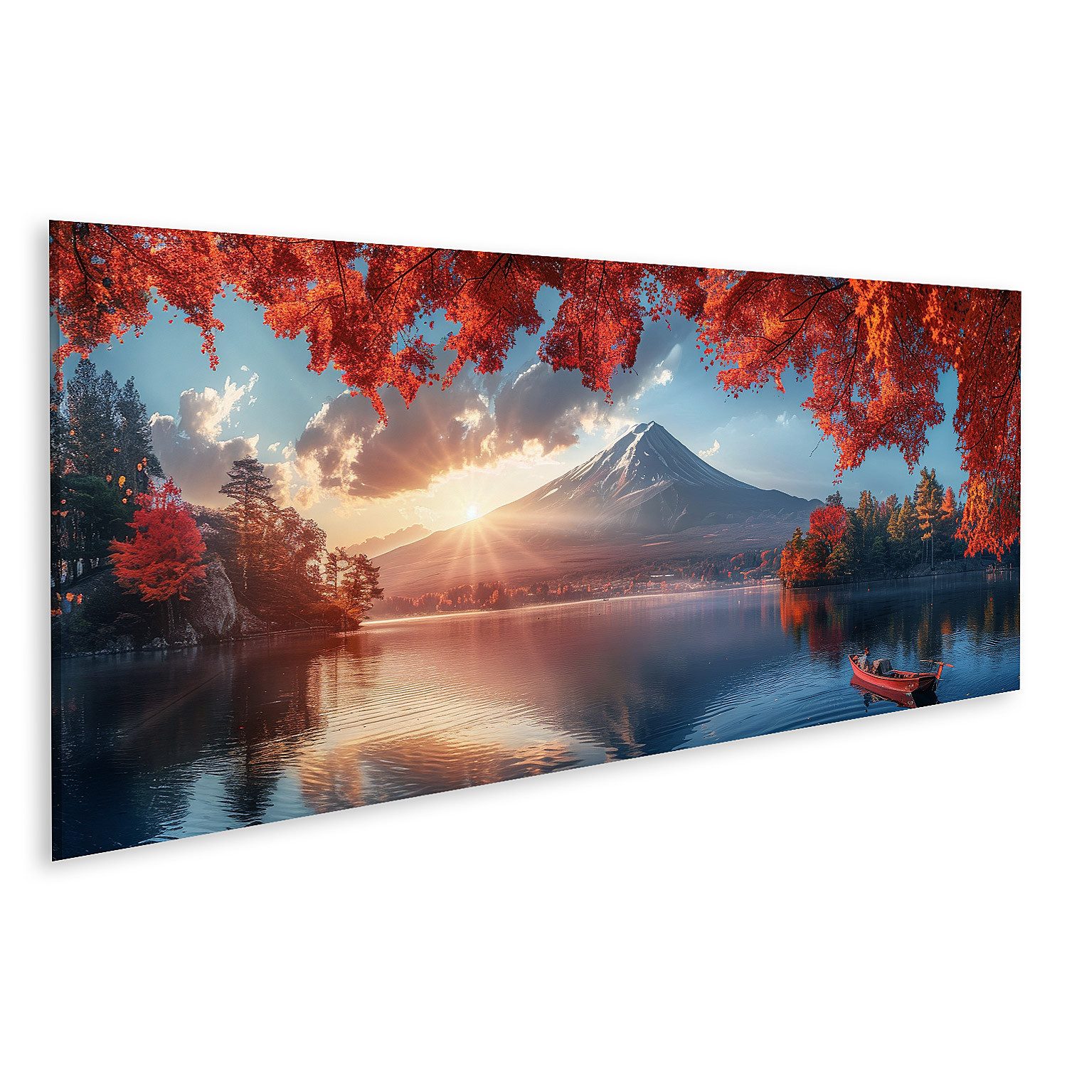 islandburner Leinwandbild Leinwandbild Berg Fuji Sonnenaufgang 120x40cm
