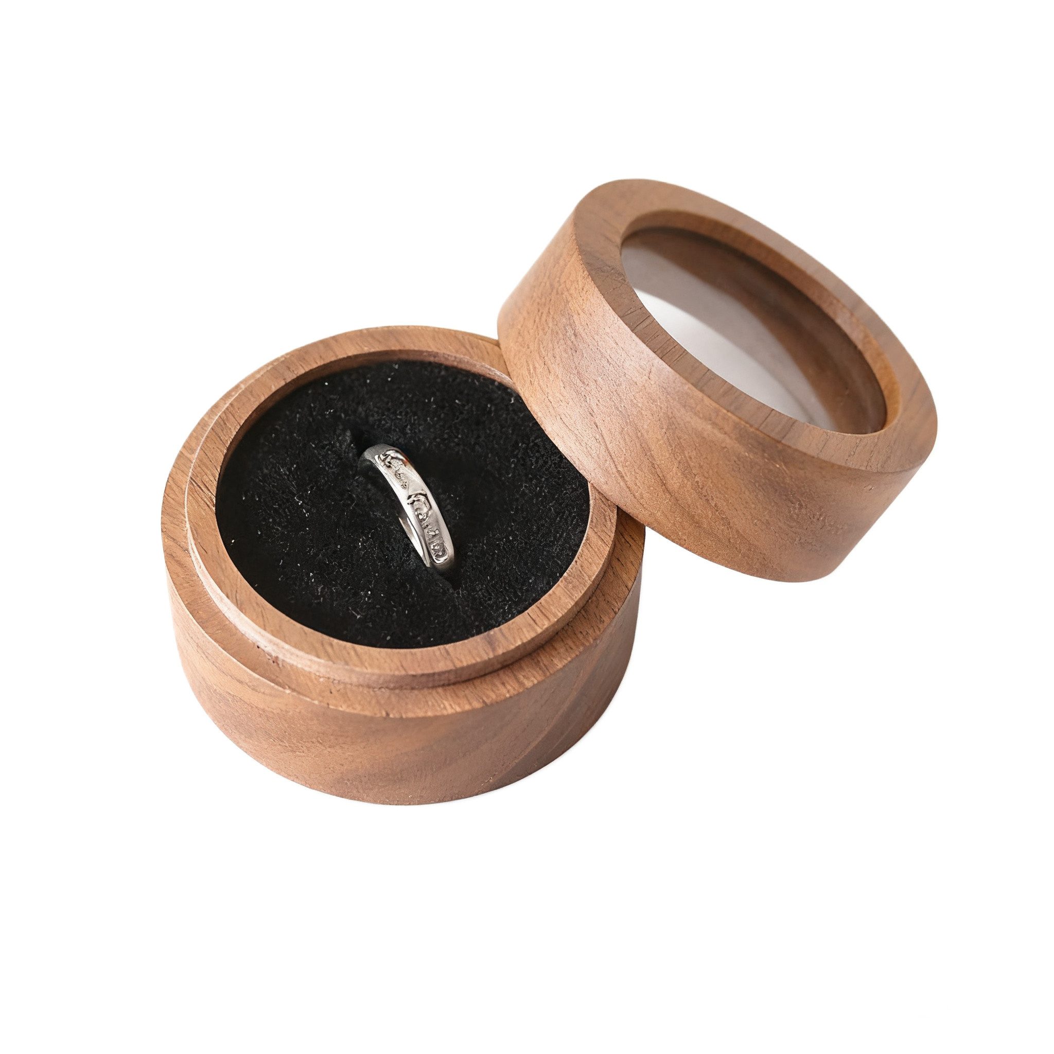 Jumpeak Schmuckkasten Schmuckkästchen Holz,Ringbox Verlobung,Geschenke für Frauen,Walnußholz (rund,elliptisch,quadratisch,portabel,klein,portabel, Schmuckaufbewahrung,Aufbewahrungsbox mit Deckel,Präsentationsbox), Schmuckkästchen,Ringbox Hochzeit 1-2 Ringe,schmuckkästchen klein