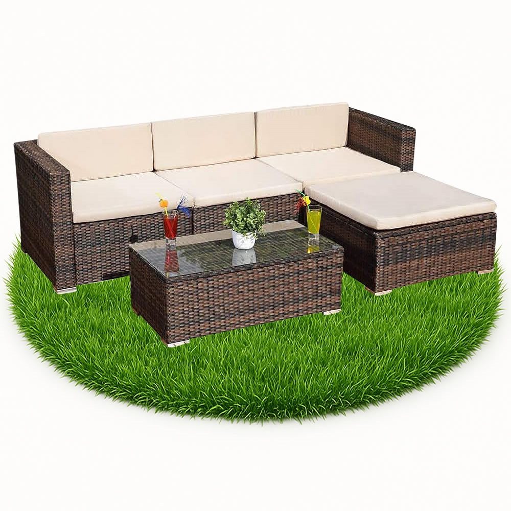 Mucola Gartenlounge-Set Polyrattan Lounge 5tlg. Gartengarnitur günstig online kaufen