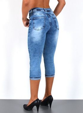 ESRA Caprijeans J740 High Waist Capri Jeans Damen, bis Übergröße / Plussize Größe, Damen 3/4 Capri Jeans-Hose Hochbund, Damen Caprijeans High Rise, Damen Jeans Damen Hose Damen hohe Leibhöhe, Capri Jeans Capri Hose Capri Damen Sommerhose Sommerjeans, 3/4 Jeans 3/4 Hose High Waist