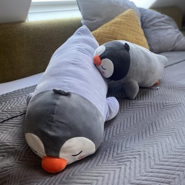 UNUS HOME Seitenschläferkissen Pinguin Kissen, 1-tlg., 50 cm Grau, Lagerungskissen Stillkissen Kissen für Kinder Dekoration extrem weich