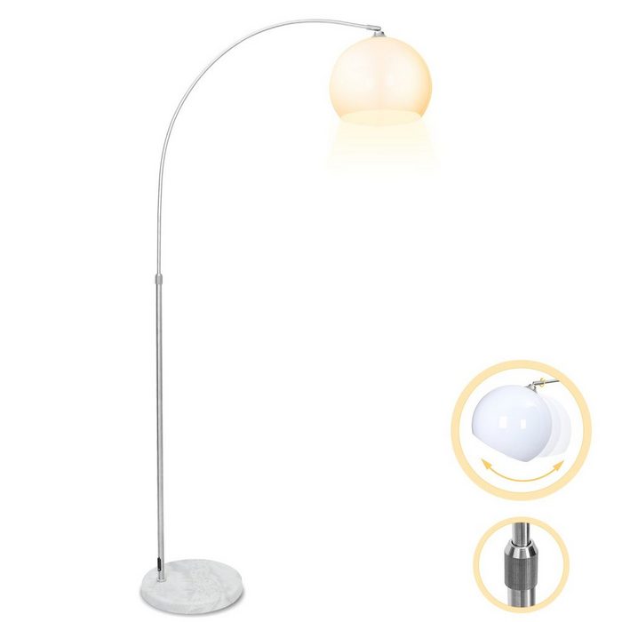 Clanmacy Stehlampe Stehlampe Wohnzimmerlampe 130-180cm Bogenleuchte LED Ø25cm ausziehbar Bogenlampe