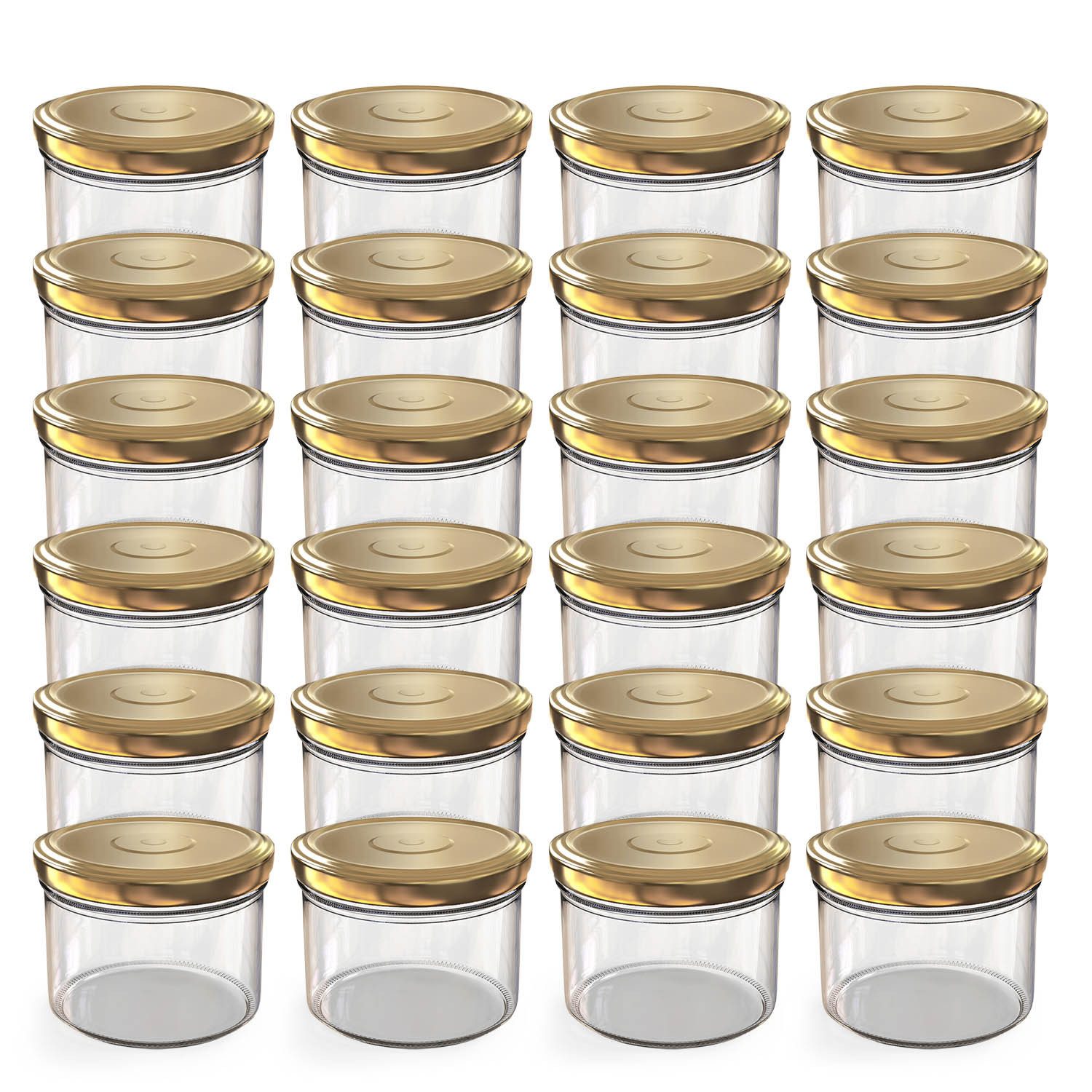 Oputec Einmachglas 24x 230 ml Einmachgläser Schraubdeckel TO 82 Gold Marmeladengläser, Glas / Metall