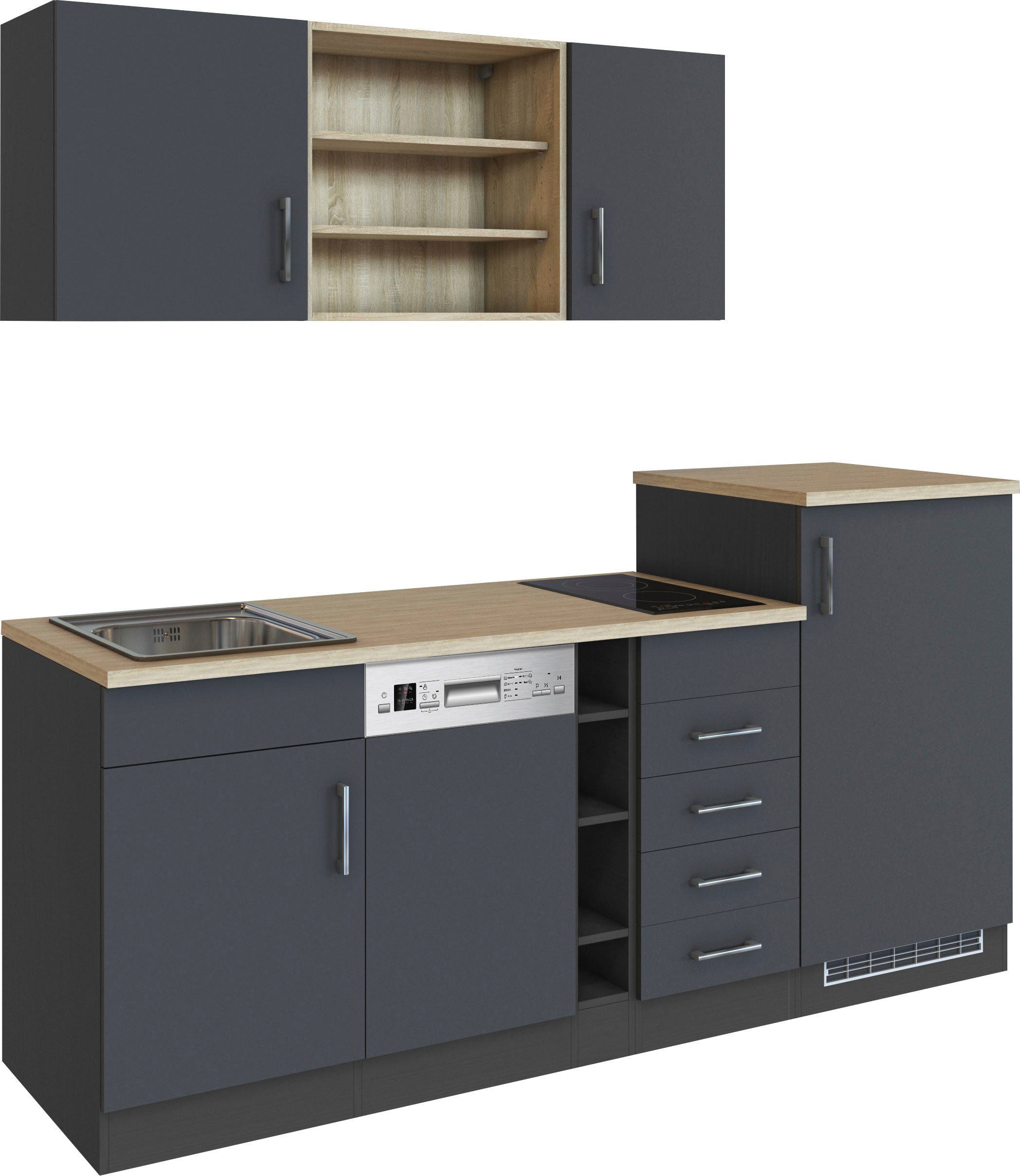 KOCHSTATION Küche KS-Mali, Breite 210 cm, mit E-Geräten