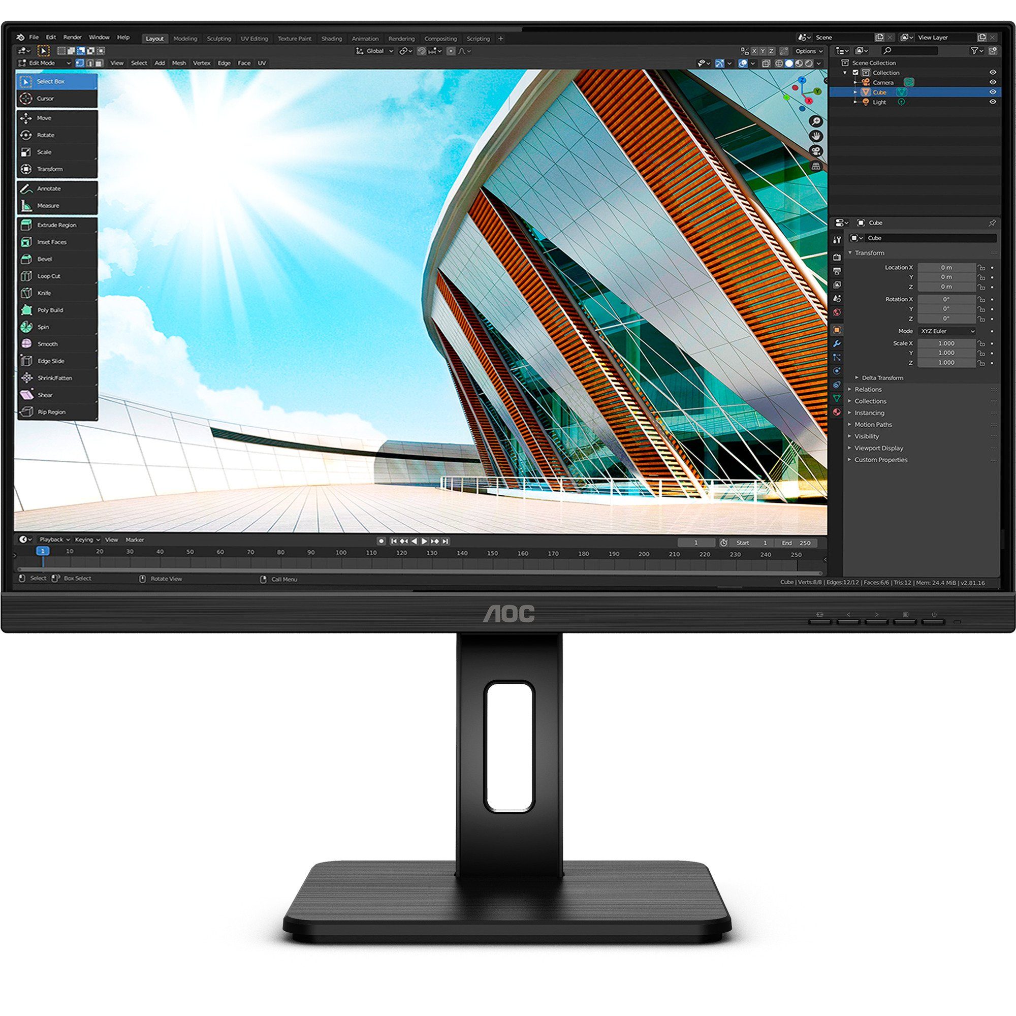 AOC AOC Q24P2Q, LED-Monitor, (FullHD, IPS, 75 Hz) TFT-Monitor (2560 x 1440 px)
