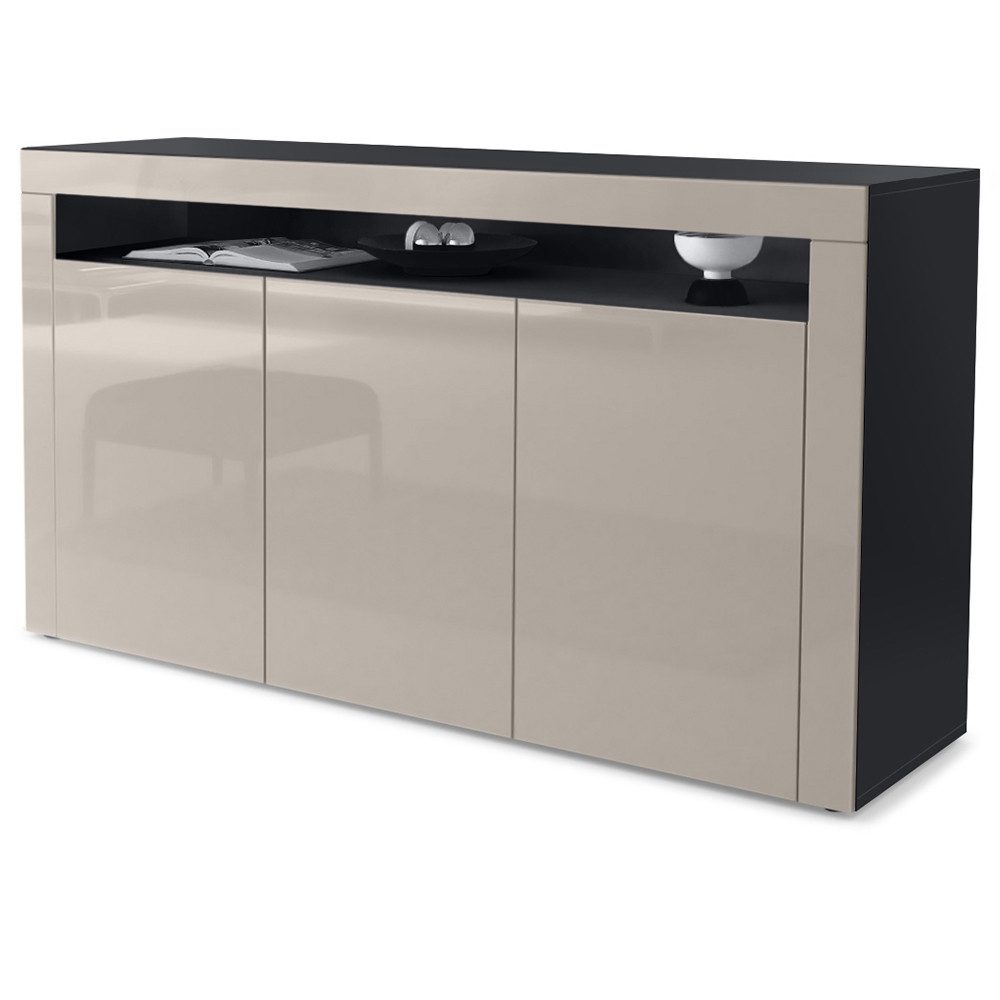 Vladon Sideboard Valencia (Sideboard, mit 3 Türen und 1 offenem Fach), Schw günstig online kaufen