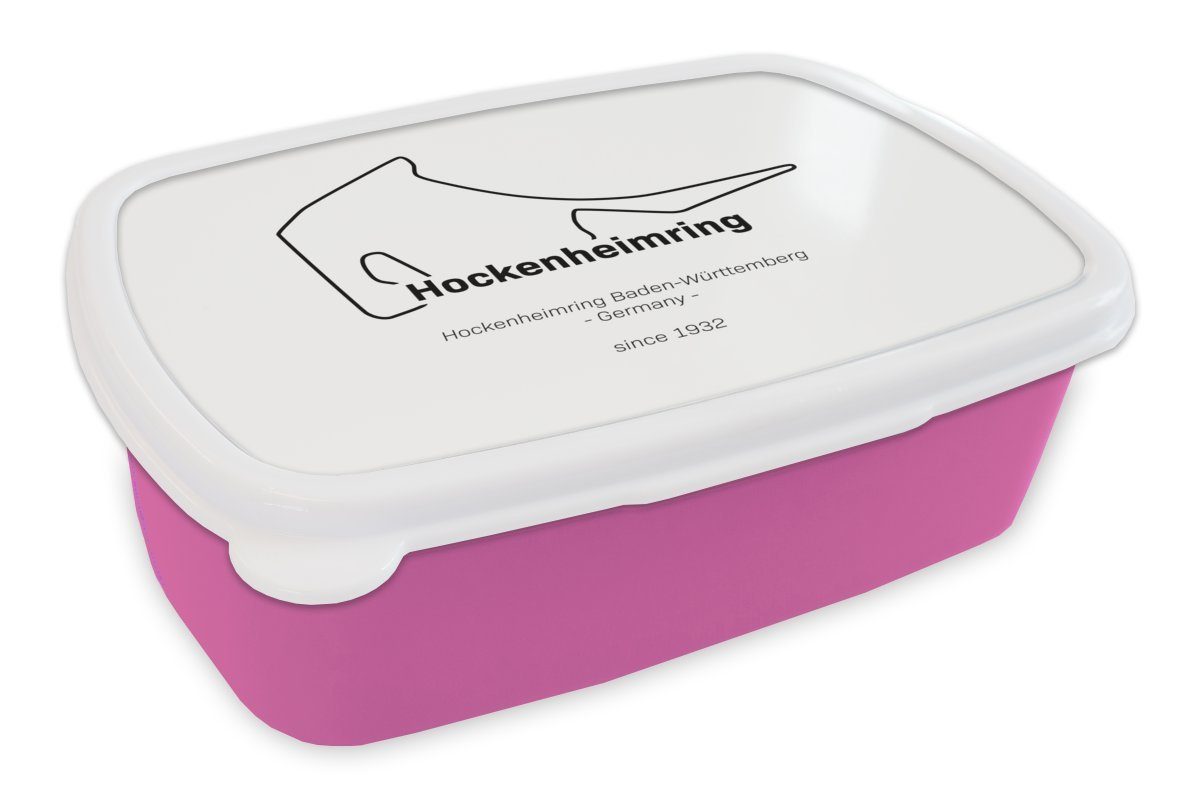 MuchoWow Lunchbox F1 - Hockenheim - Rennstrecke, Kunststoff, (2-tlg), Brotbox für Erwachsene, Brotdose Kinder, Snackbox, Mädchen, Kunststoff rosa | Lunchboxen