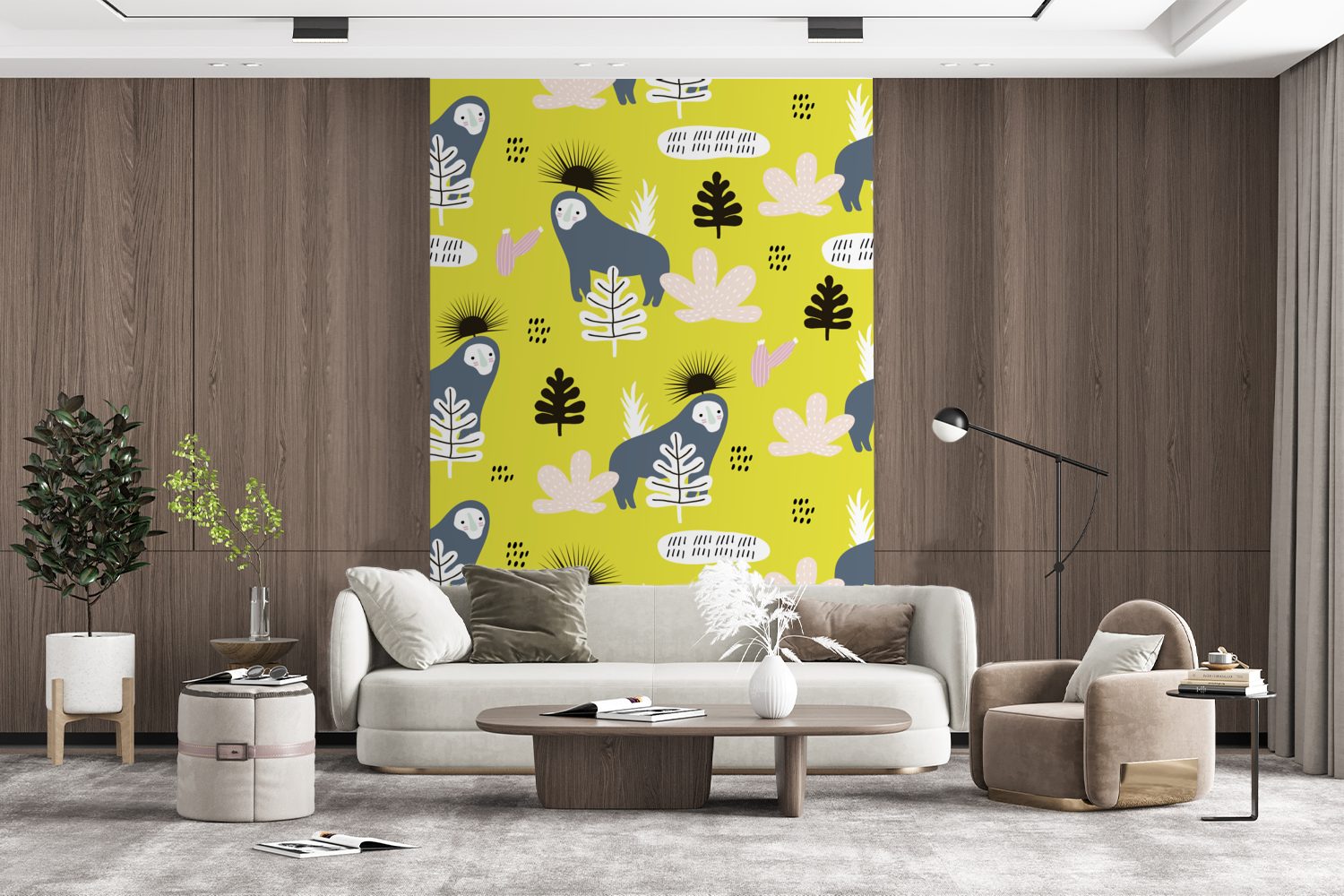 Wohnzimmer, Montagefertig Fototapete Vinyl St), - Wandtapete Dschungel Tapete Affe für (3 Matt, - Pflanzen, bedruckt, MuchoWow