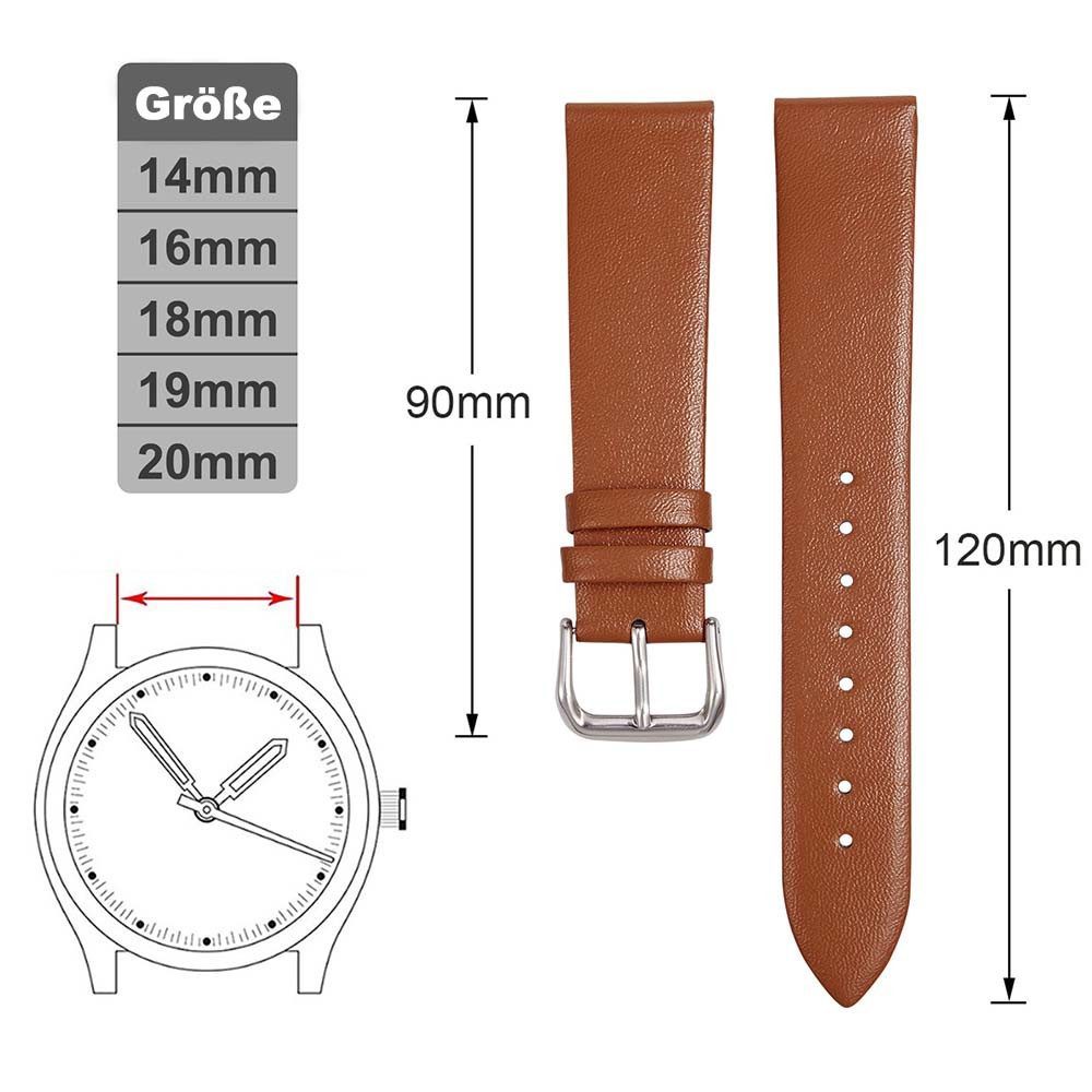 BTTO Uhrenarmband 14/16/18/19/20mm Vintage-Lederarmband Uhrenzubehör Ledera günstig online kaufen