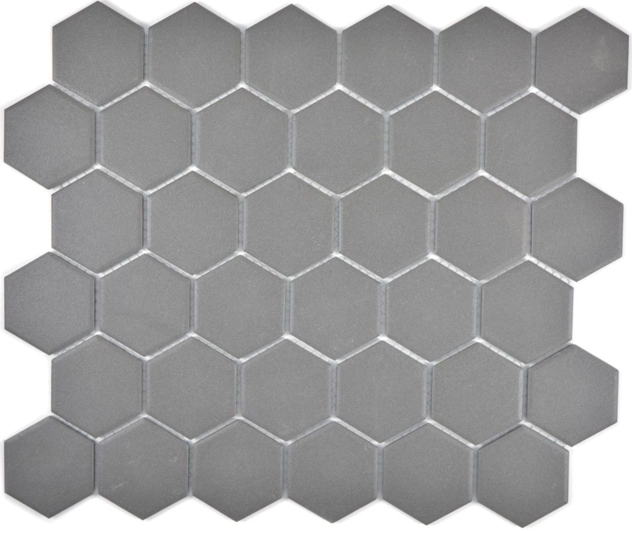 Hexagonale unglasiert Sechseck Mosaik dunkelgrau Mosani Fliese Bodenfliese Keramik