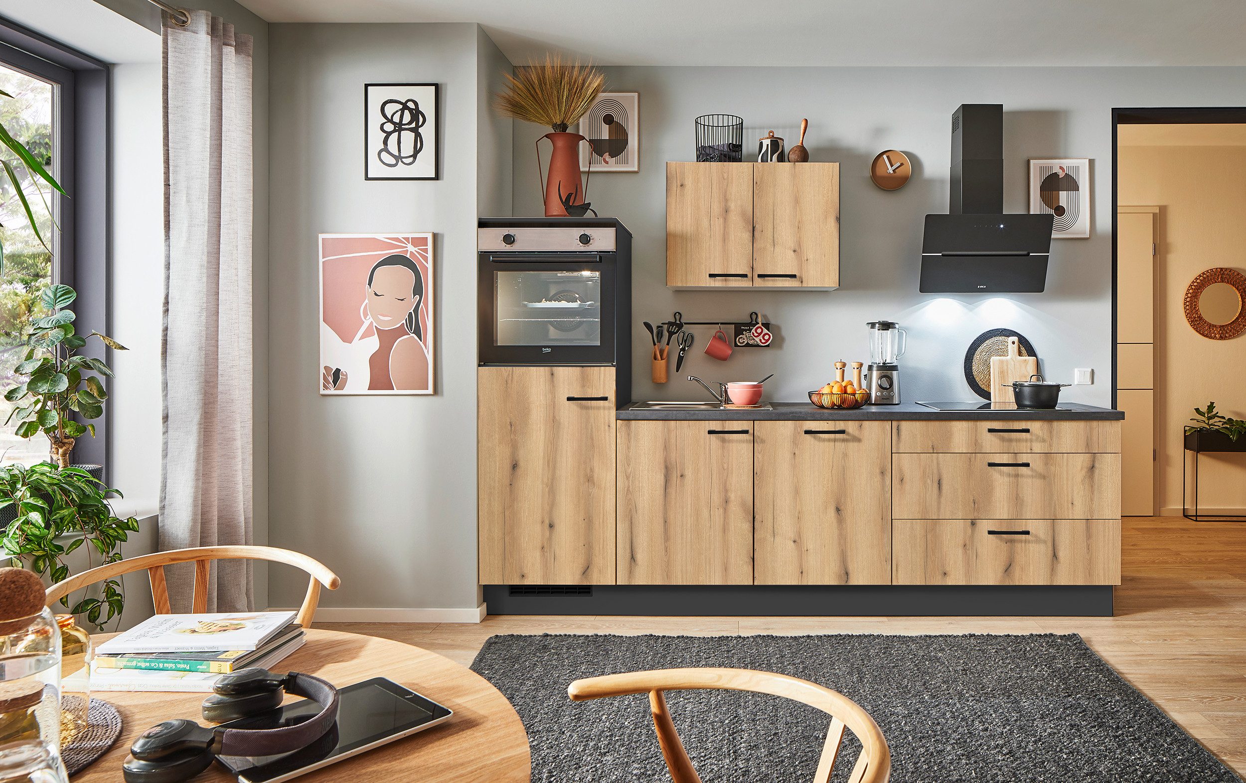 pino Küchenzeile Helsinki, individuell anpassbar, gratis Küchenplanung mit Profis, (Breite 280cm), vormontiert, wahlw. mit E-Geräten, Preis inkl. Lieferung