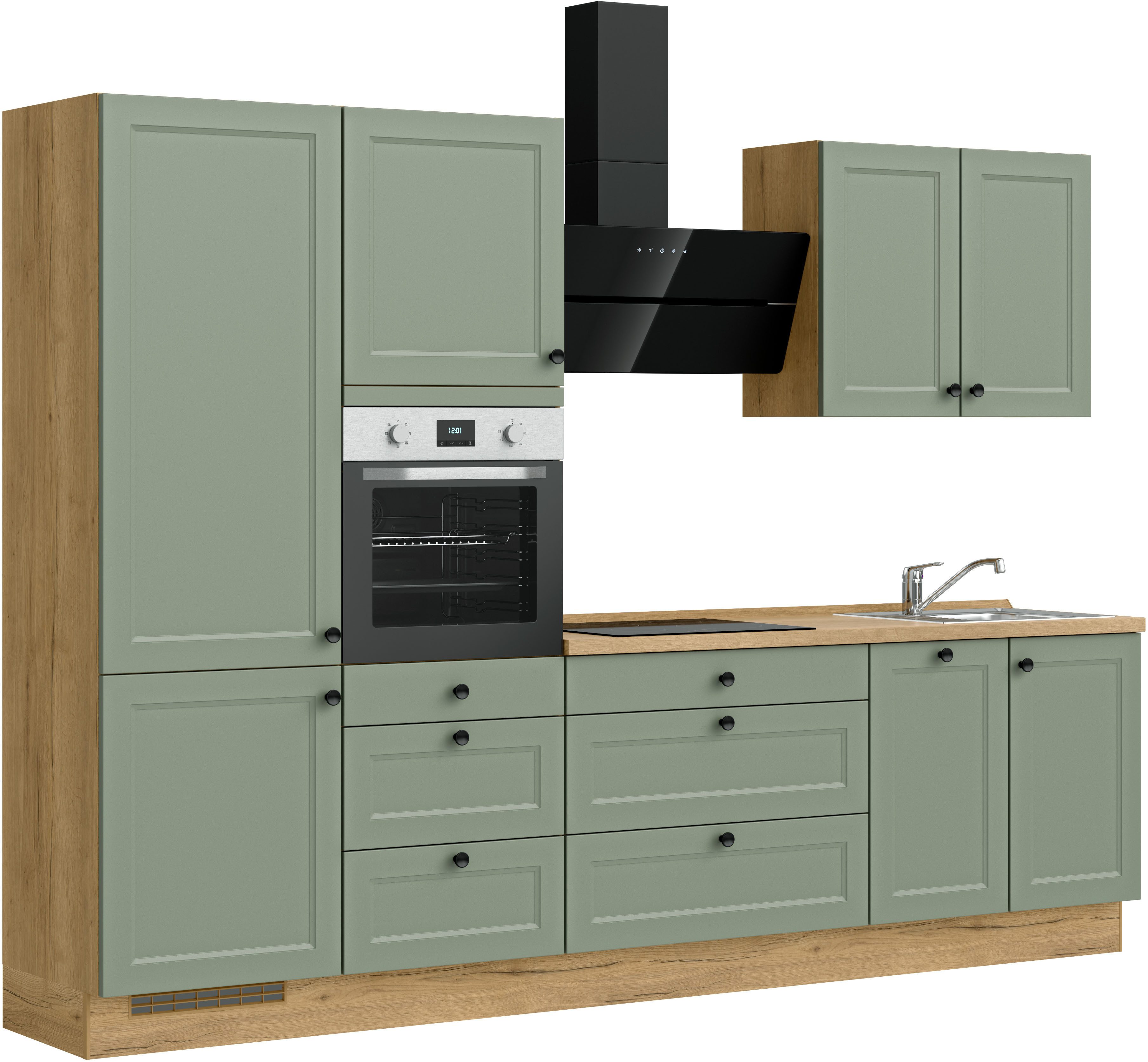 nobilia® Küchenzeile "Cascada II", NEU: individuell anpassbar mit gratis Profi-Beratung, vormontiert, Breite 300 cm, Ausrichtung wählbar, wahlw. mit E-Geräten