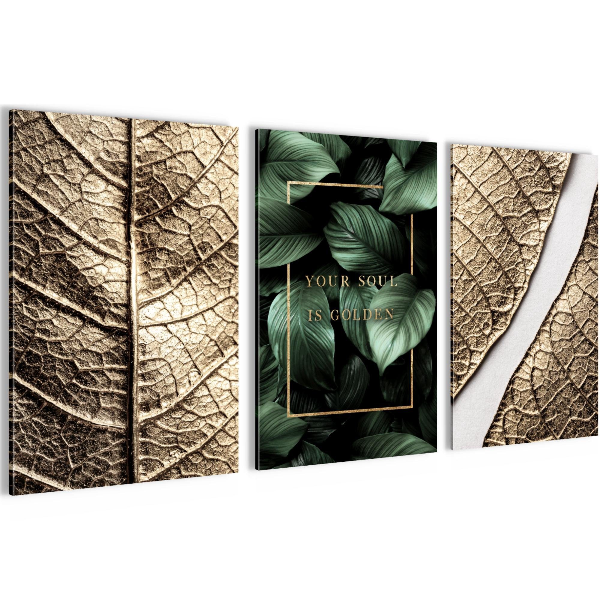 Novart Wandbild Wandbilder Set Goldene Blätter günstig online kaufen