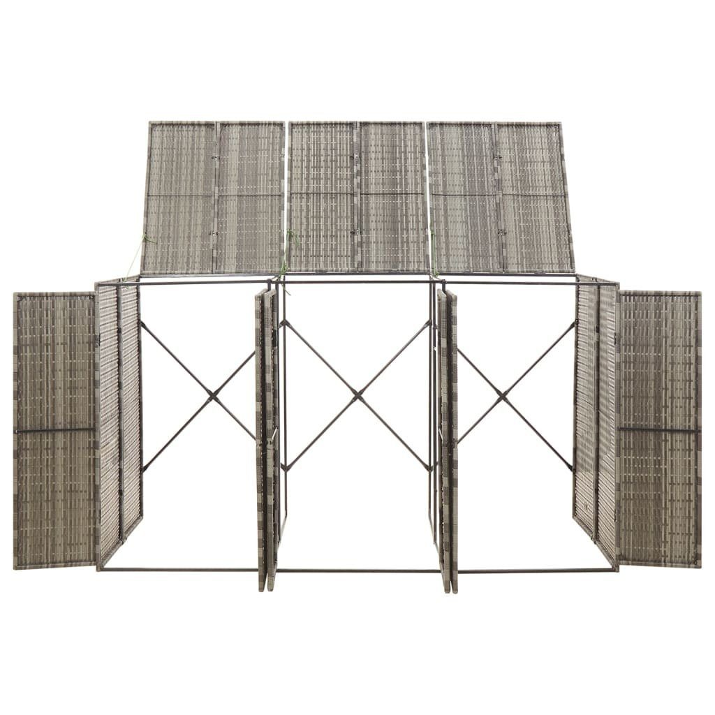 vidaXL Mülltonnenbox 3 Tonnen Mülltonnenverkleidung Mülltonnenbox grau Polyrattan