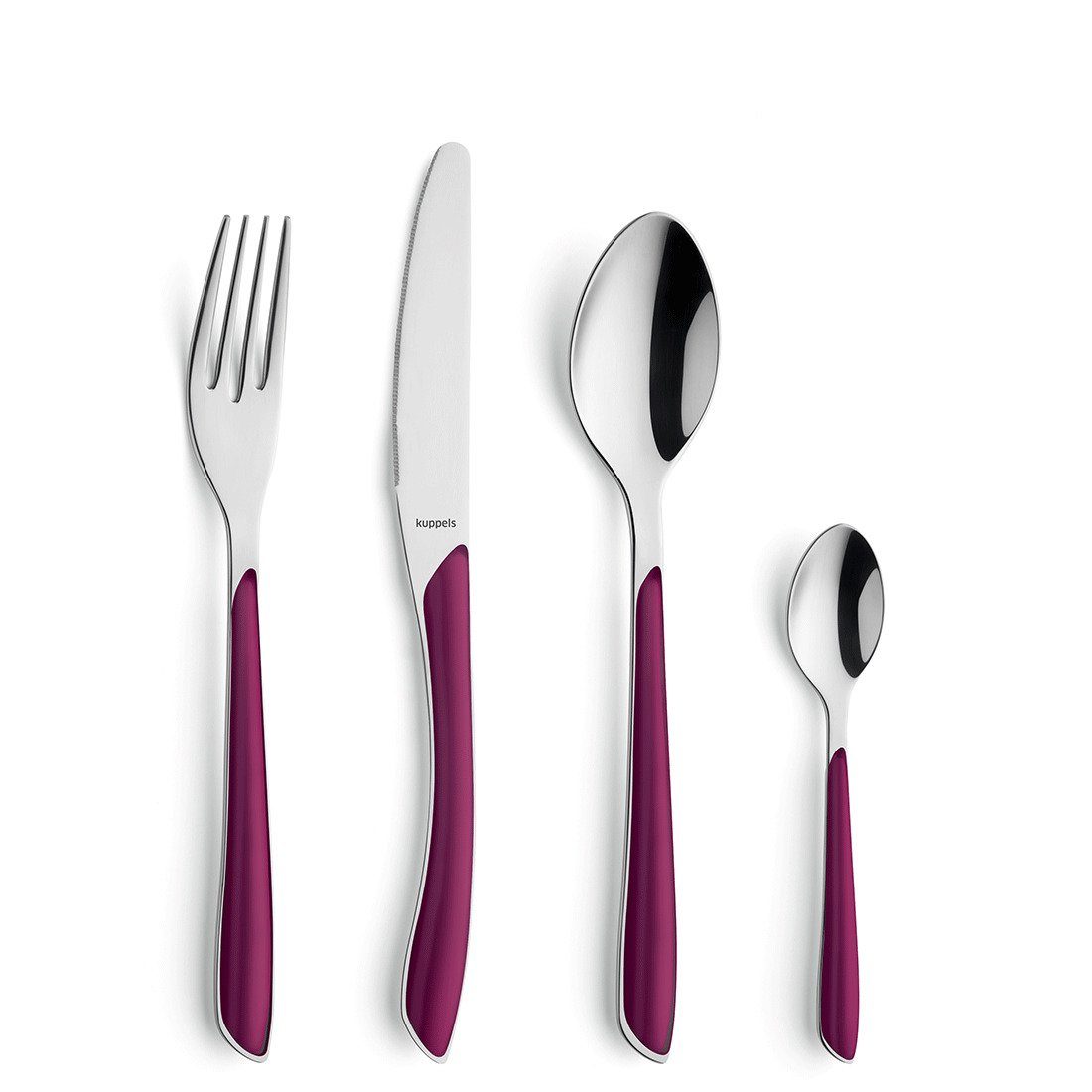 Kuppels Besteck-Set PRISMA (24-tlg), 6 Personen, Edelstahl 18/0, Kunststoff, Griff Kunststoff, wildberry glänzend
