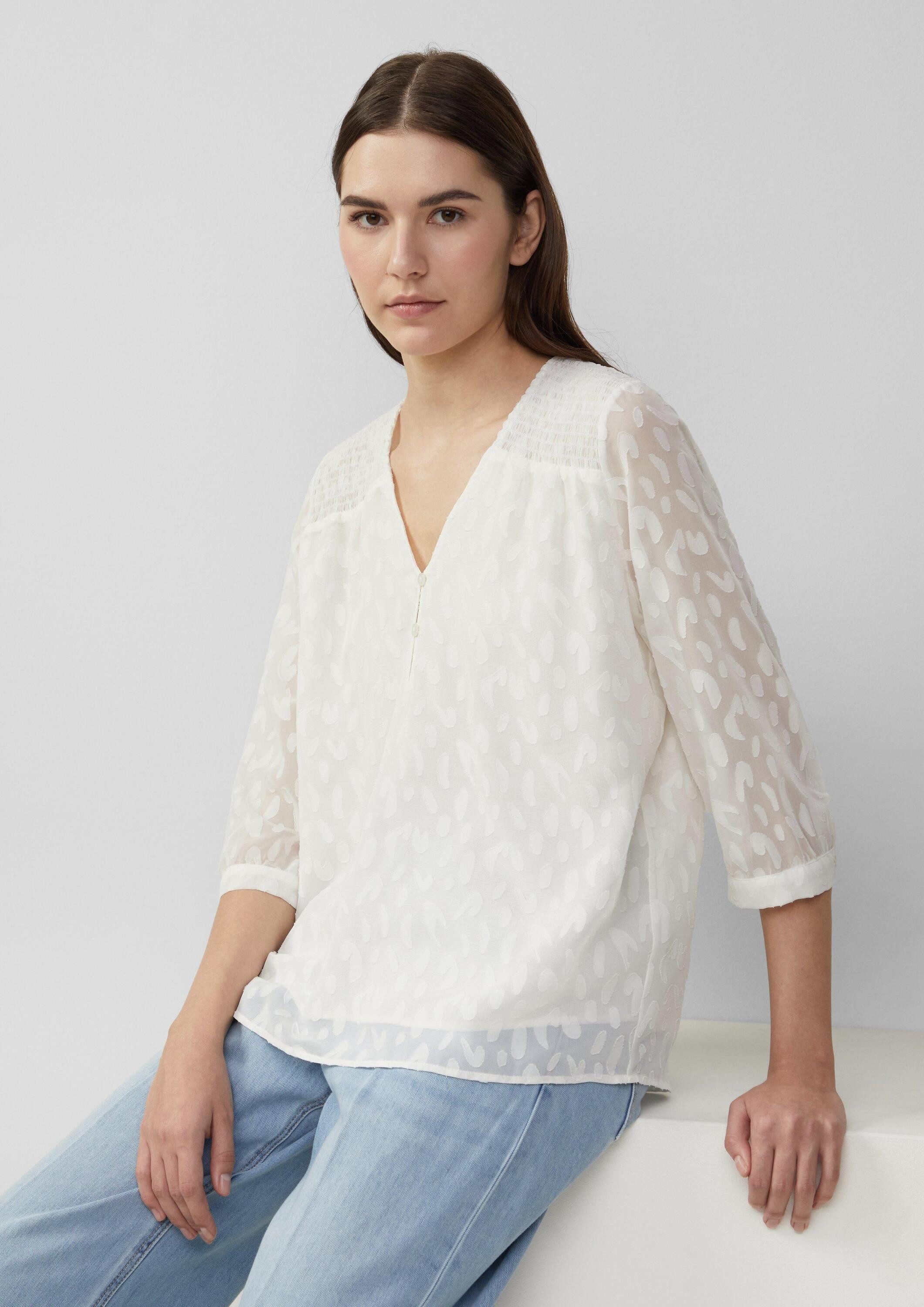 s.Oliver Kurzarmbluse Bluse Bluse aus Struktur-Chiffon im Relaxed Fit