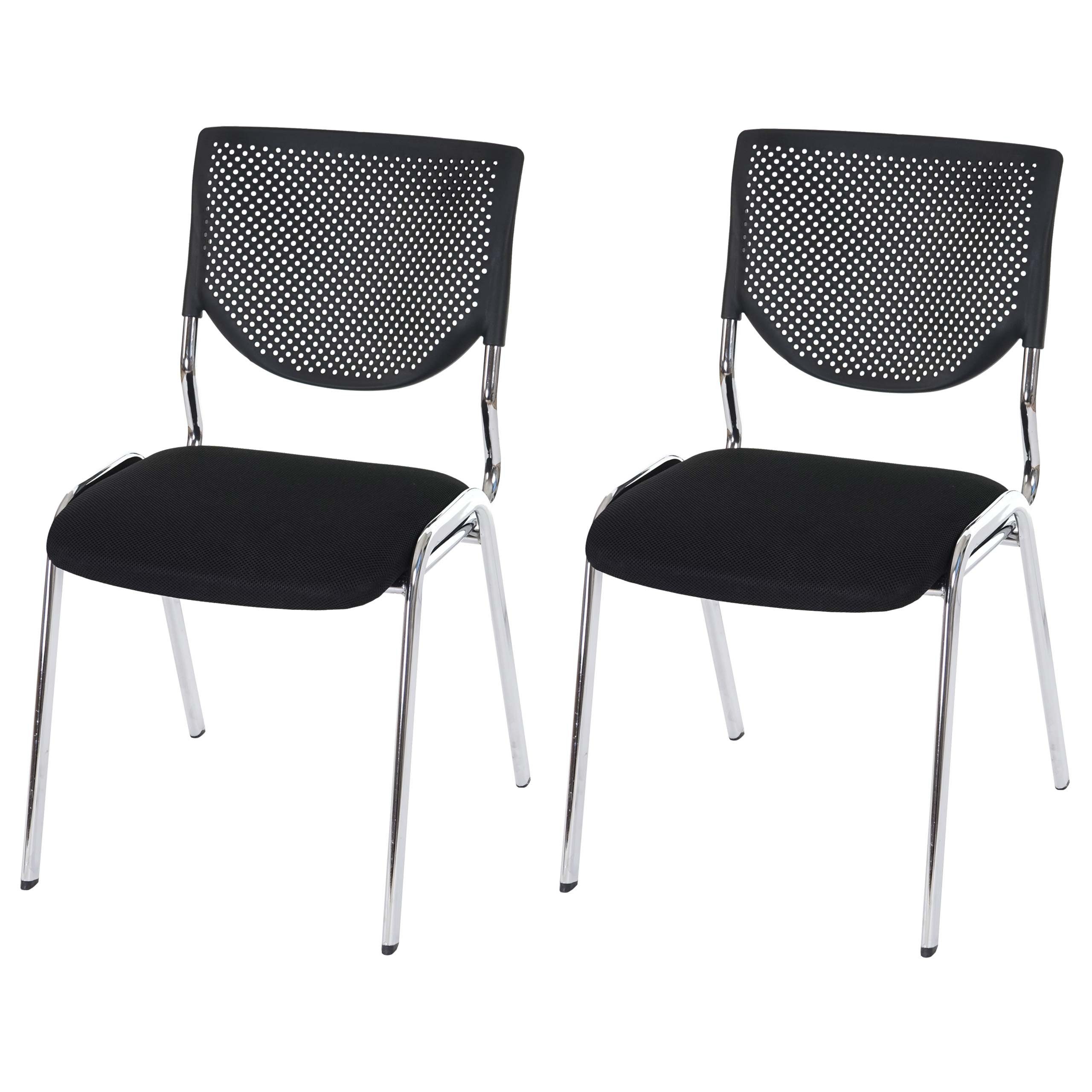 2 Rückenlehne, chromfarben 2er-Set, | Ergonomisch (Set, Stapelstuhl schwarz St), geformte H401-2 Fußbodenschoner MCW