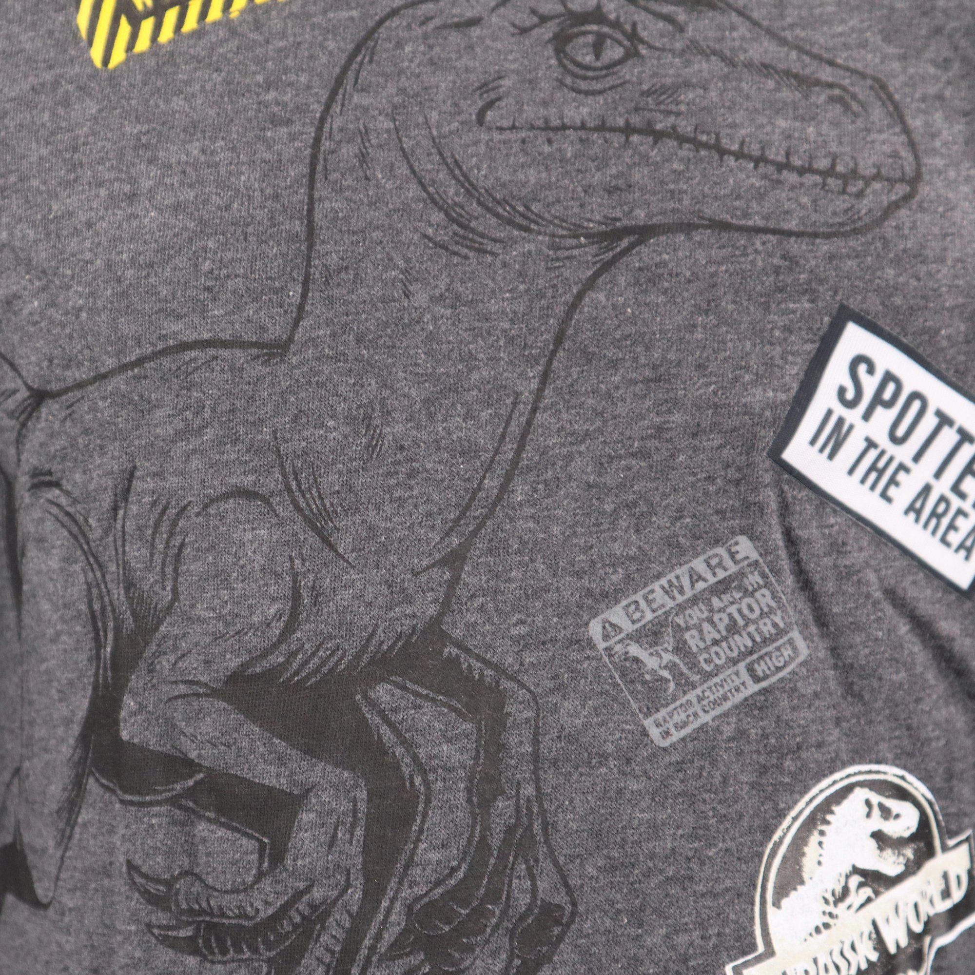 Grün 134, oder Gr. Langarmshirt World Shirt Raptor Kinder Jurassic Grau 104 bis World Dunkelgrau Jungen Jurassic