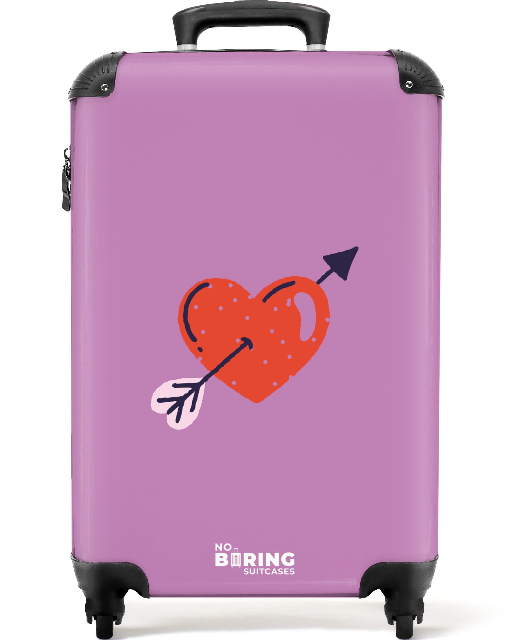 NoBoringSuitcases.com© Hartschalen-Trolley Lila mit rotem Herz günstig online kaufen