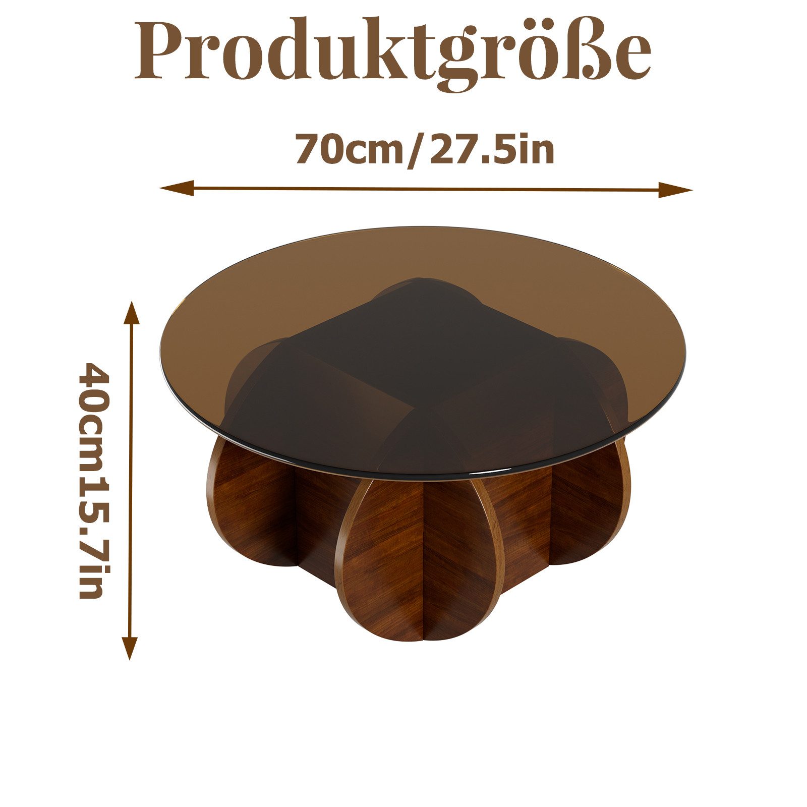 TWSOUL Couchtisch Runder Glas-Couchtisch mit gehärteter günstig online kaufen