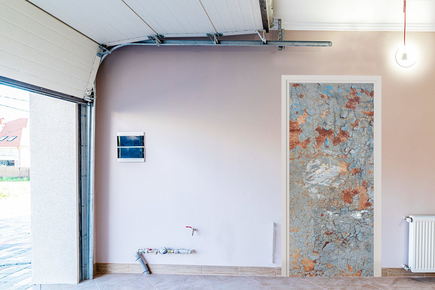 75x205 cm Türaufkleber, MuchoWow Farbe Tür, Metall, - Fototapete Türtapete Matt, für - bedruckt, St), (1 Rost
