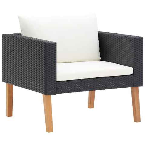 vidaXL Loungesofa 1-Sitzer-Gartensofa mit Auflagen Poly Rattan Schwarz, 1 Teile