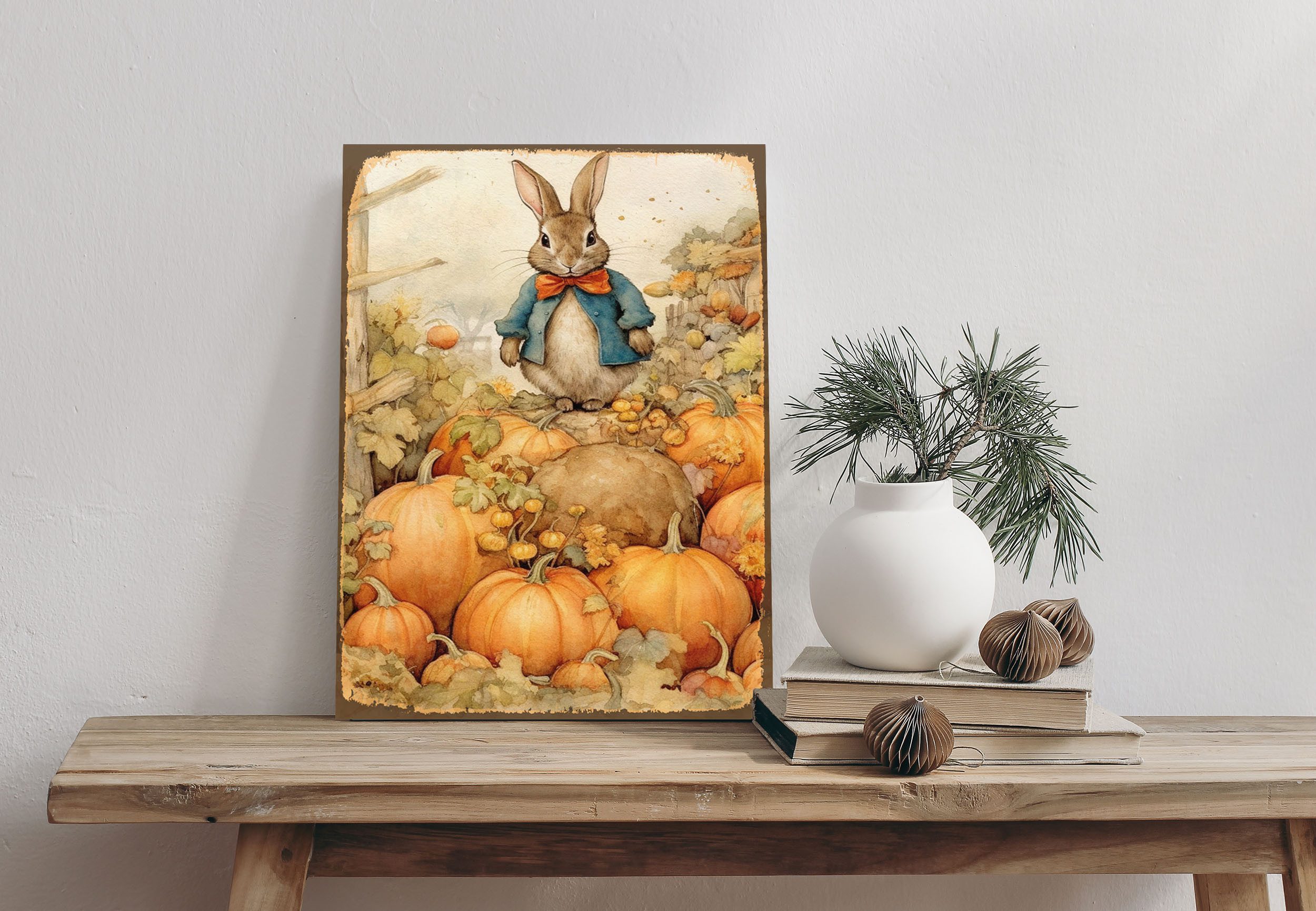 queence Alu-Dibond-Druck Hase, Hase, Weihnachten (1 St), Kürbisse, Natur, Schild