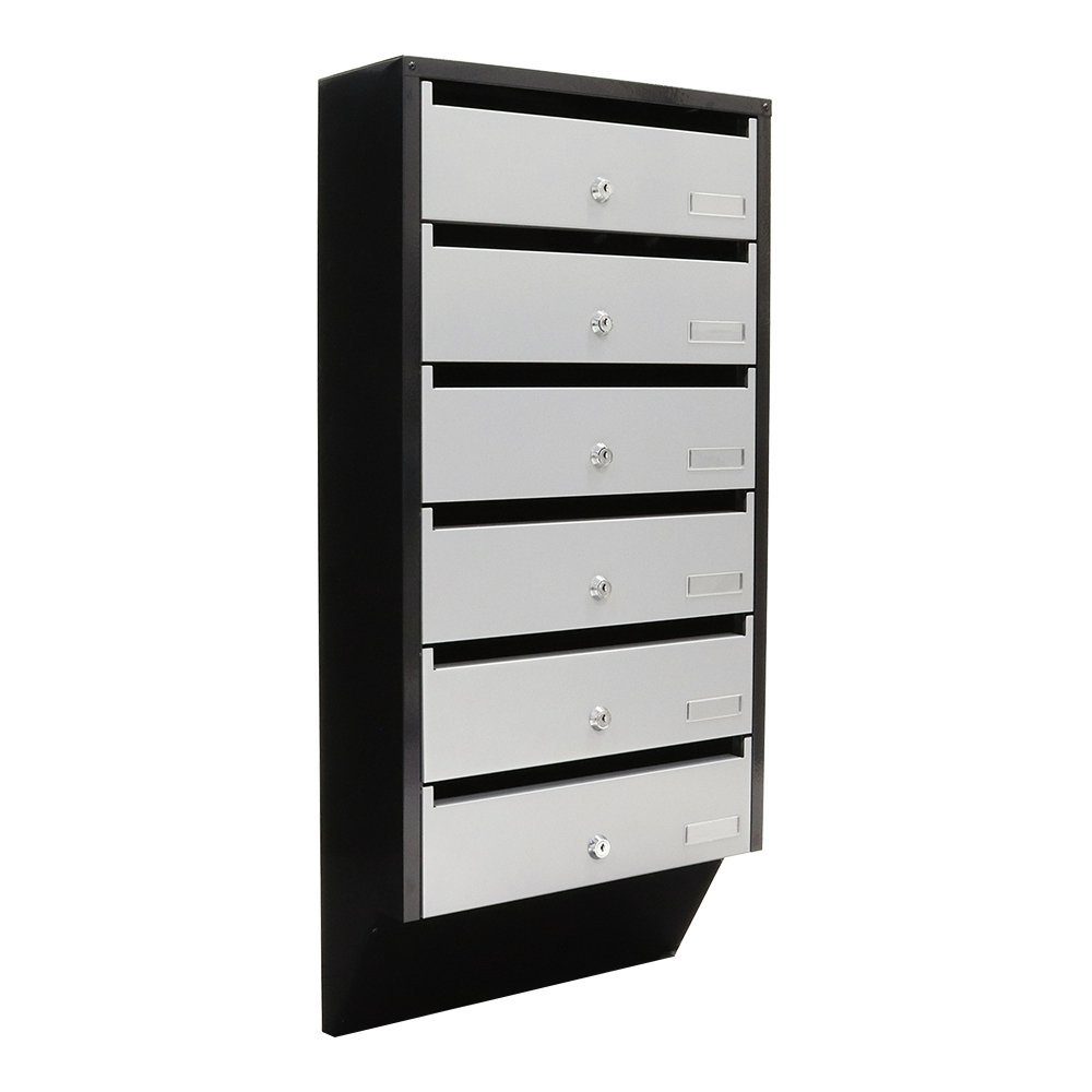 Profirst Briefkastenanlage Quarten 6 silber/schwarz für 6 Haushalte