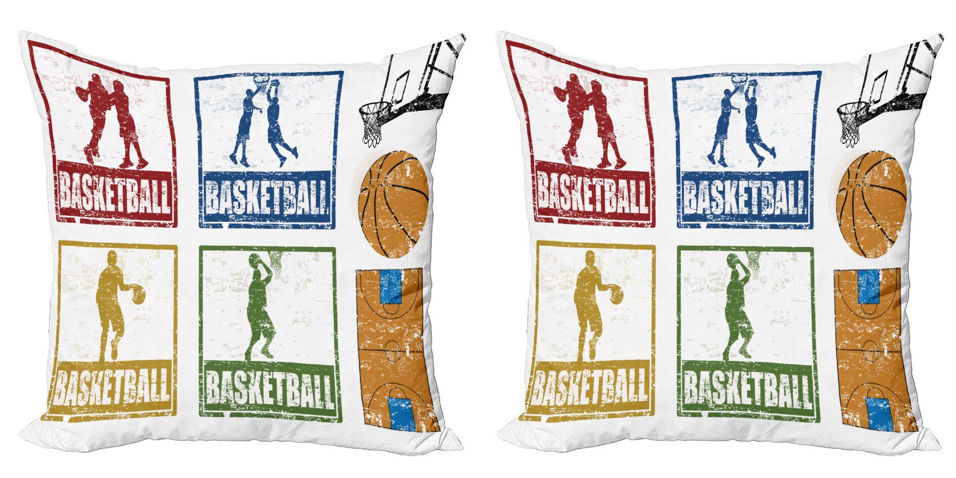 Stück), Schmutz-Basketball-Sport (2 Modern Retro Digitaldruck, Abakuhaus Kissenbezüge Doppelseitiger Accent