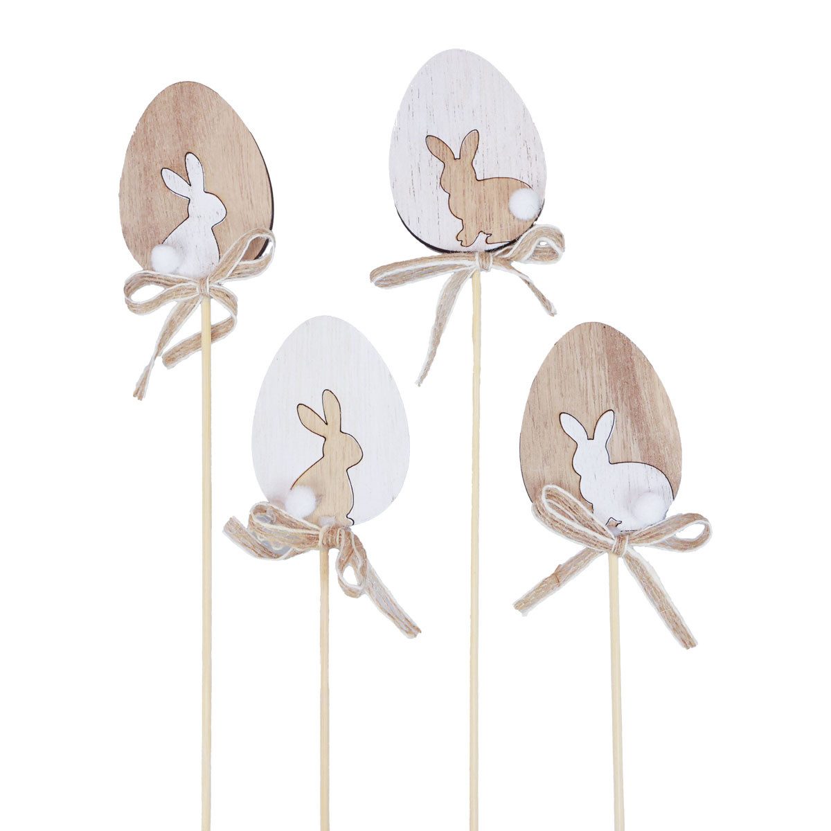 Viana Osterfigur Osterdeko Holz Blumenstecker Ei Hase Natur 5x7cm 12er Set, 12 Stück