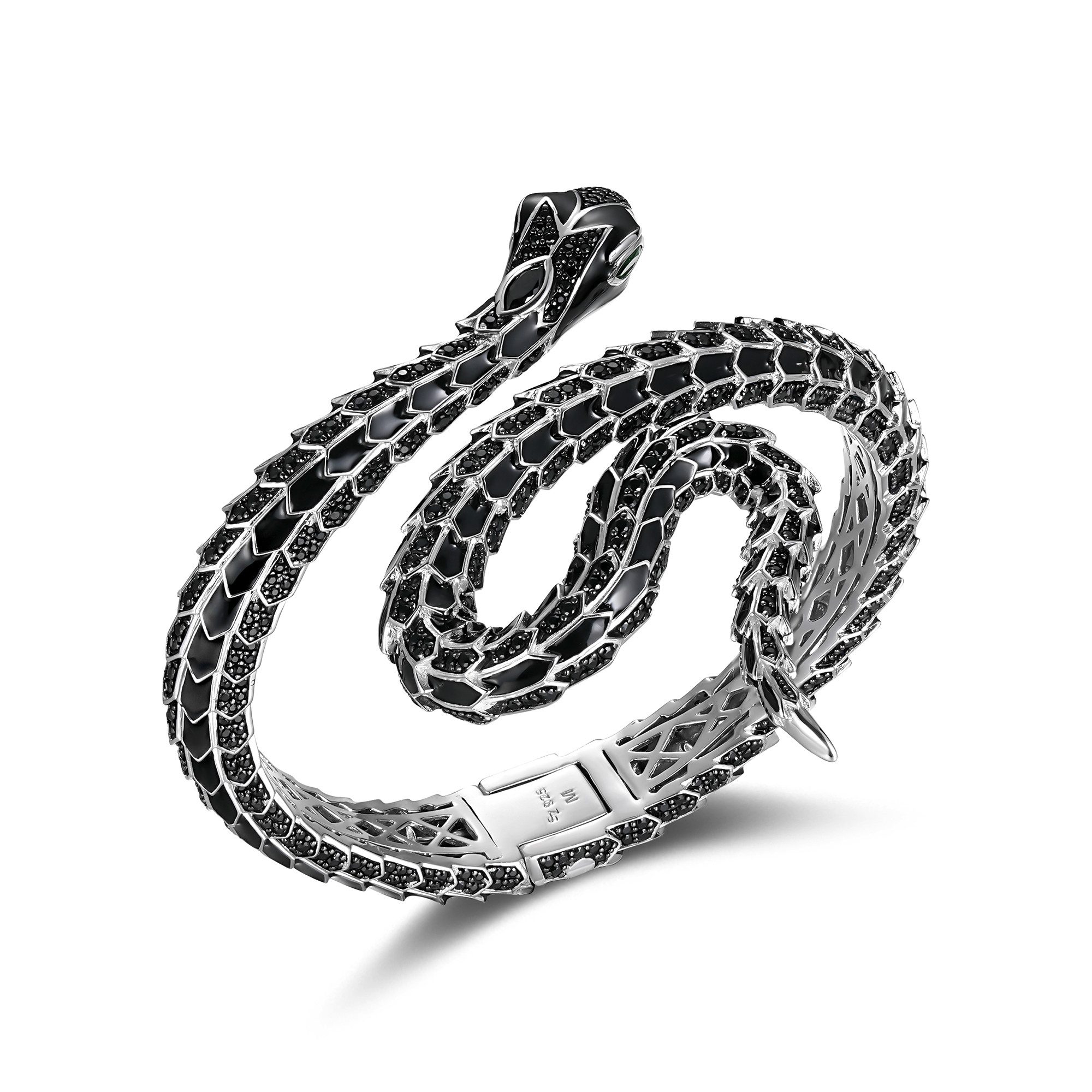 Seinerzeit FLORA & FAUNA Silberarmband Eragon Schlangen Armreif (1-tlg), Material: 925 Sterling Silber, rhodiniert, geschwärzt mit Emaille