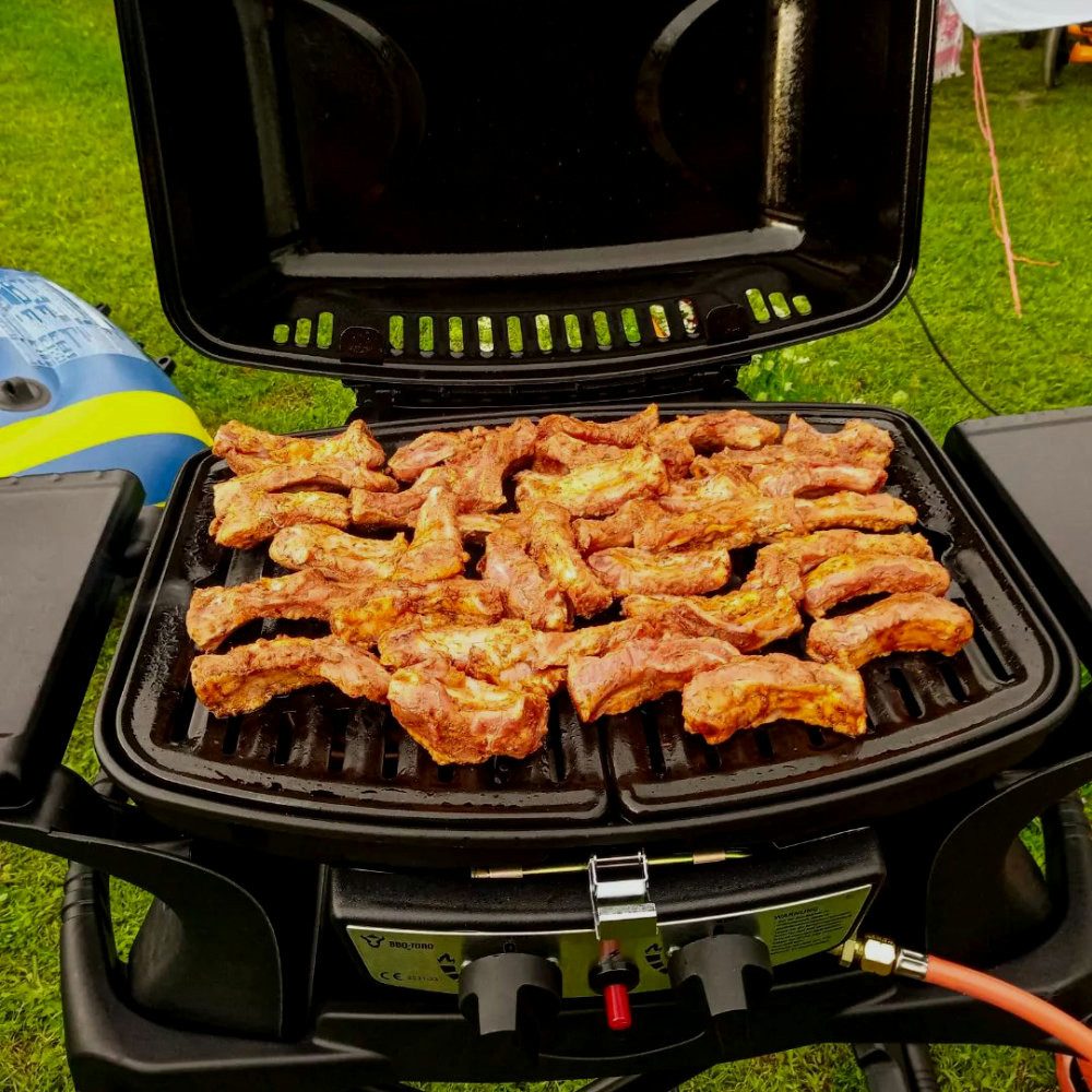 BBQ-Toro Gasgrill Tragbarer Tisch Gasgrill 2 Brenner, Tischgasgrill für Balkon