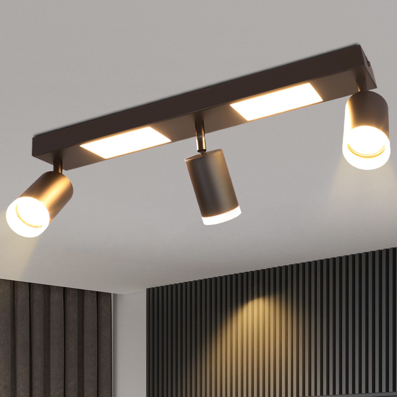 ZMH Deckenstrahler 3 Flammig Schwarz/Weiß GU10 Deckenlampe 20W 3000K für Fl günstig online kaufen