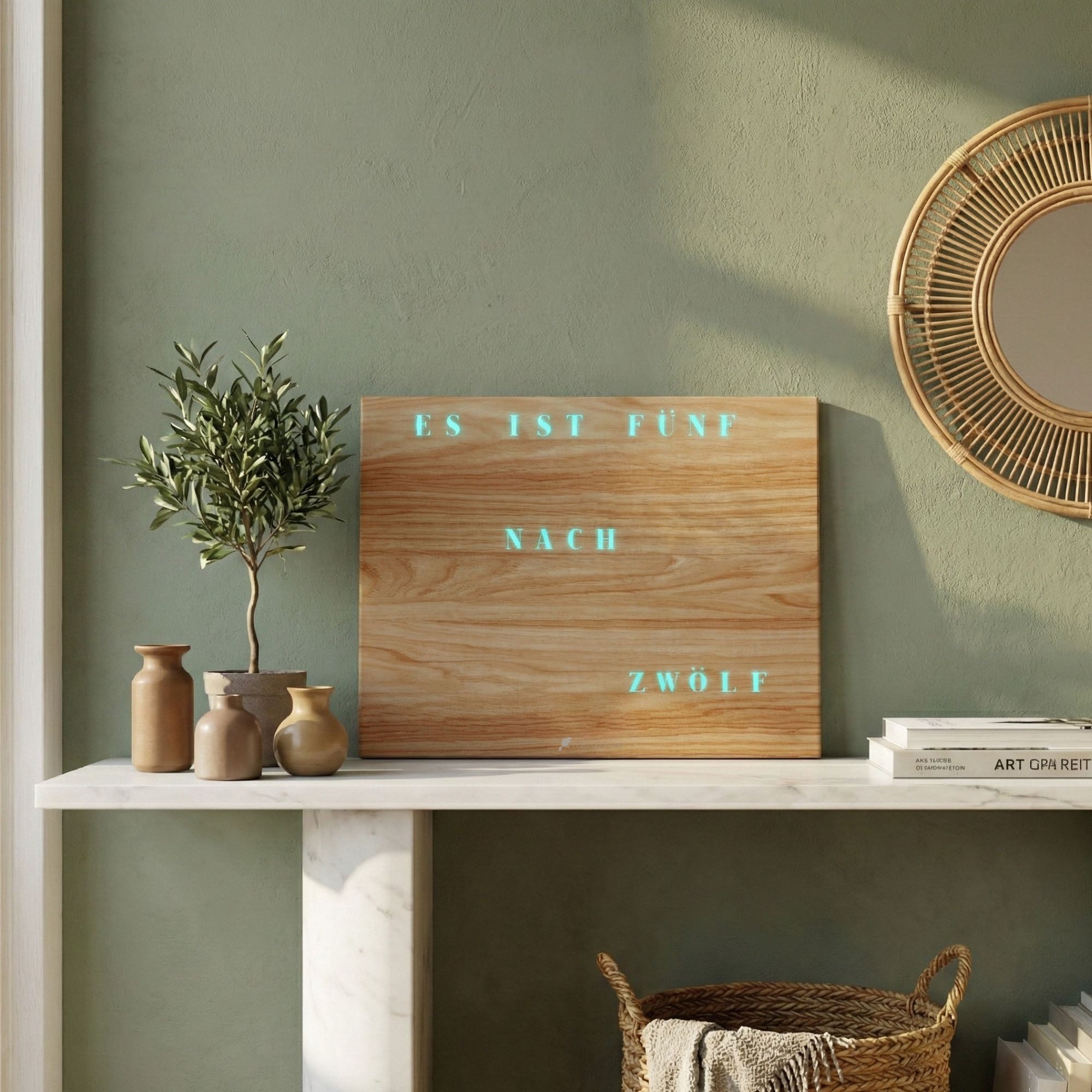 build-yours.de Wanduhr Wortuhr Jupiter in Deutsch - LED Wanduhr zum Aufhängen & Hinstellen (Elegante WordClock aus Stuttgart)