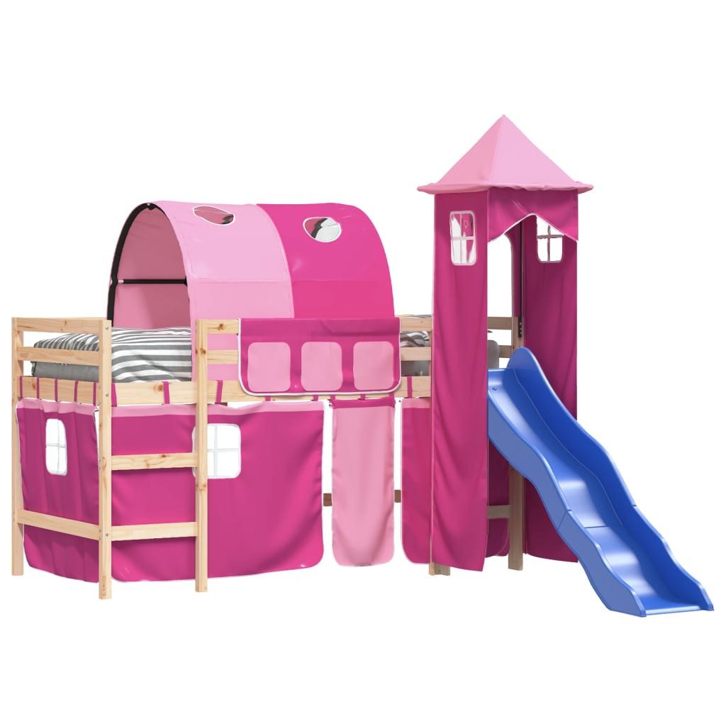vidaXL Bett Kinderhochbett mit Turm Rosa günstig online kaufen