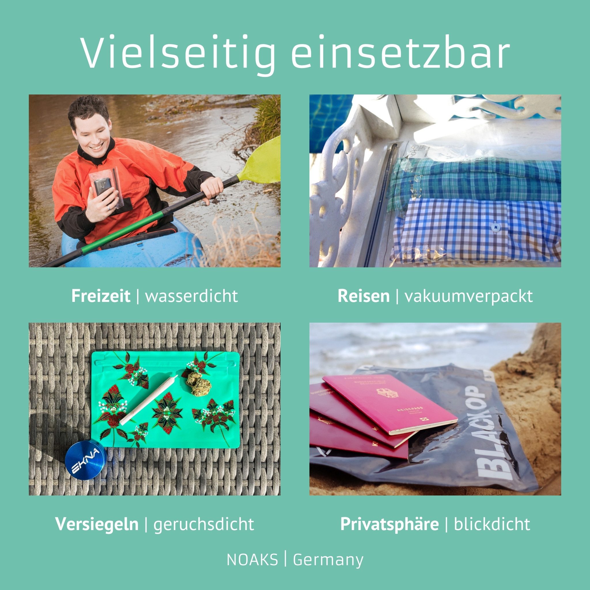 Noaks Packsack Noags Bag, Flower, wasserdicht, geruchsdicht, undurchsichtig