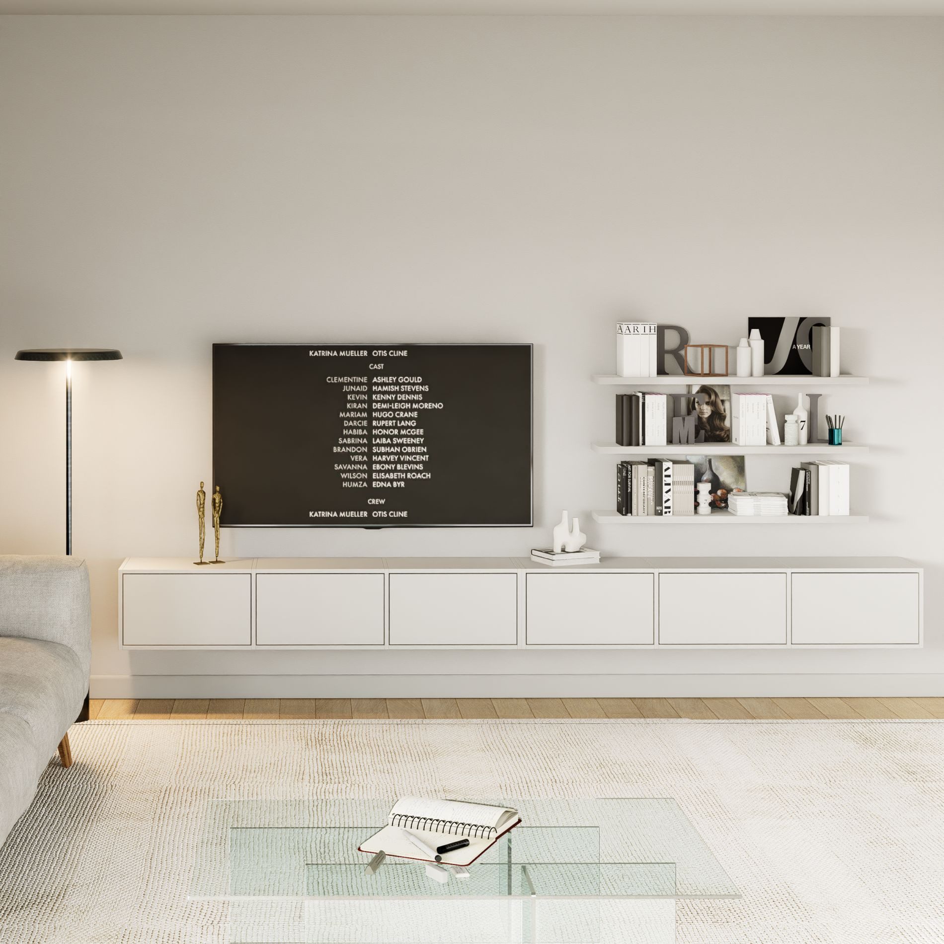 Selsey TV-Schrank FRAMME Hängendes TV-Board mit Klappen, 200 / 300 cm