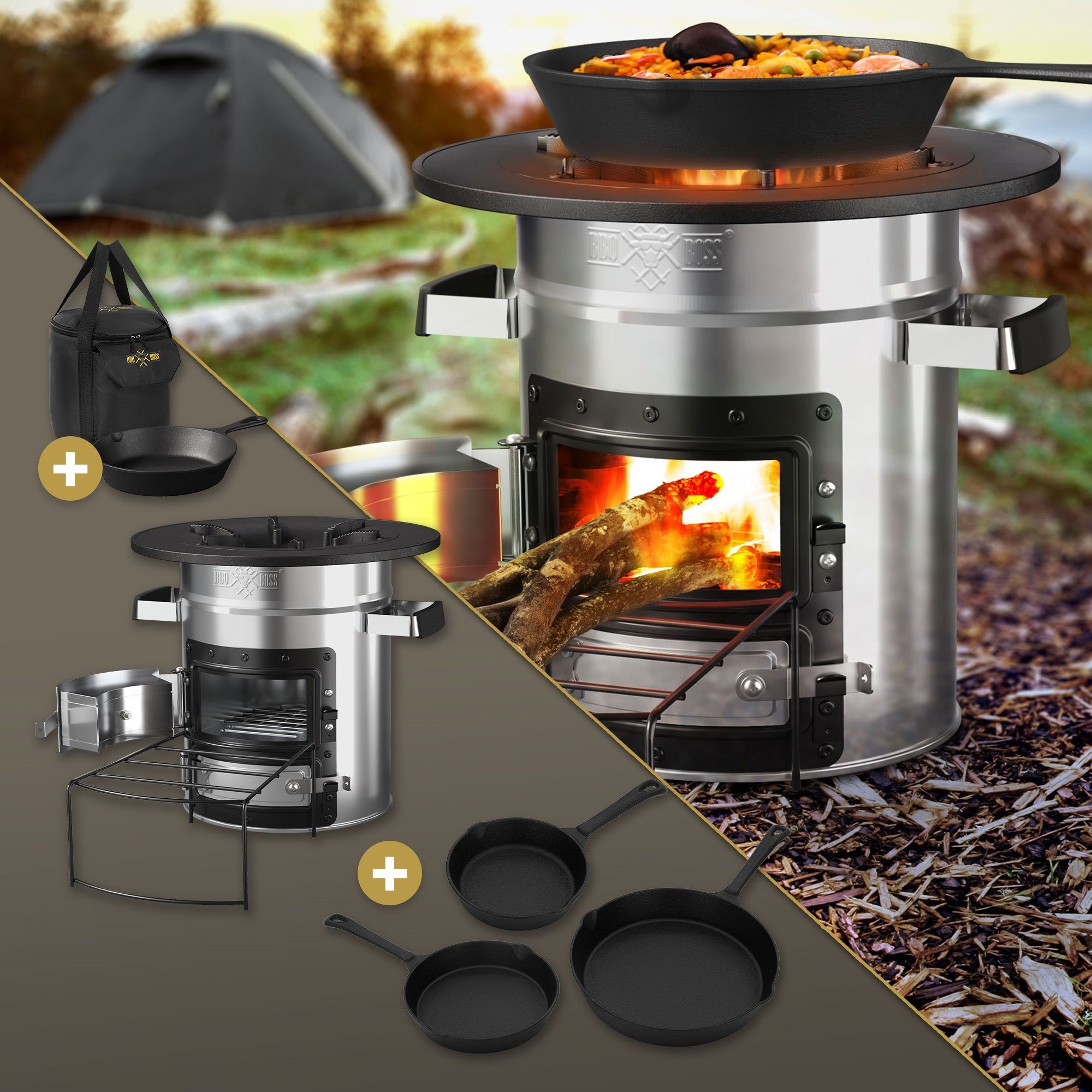 BBQ Boss Feuerstelle Camping BBQ Holzofen OutdoorKüche Raketenherd